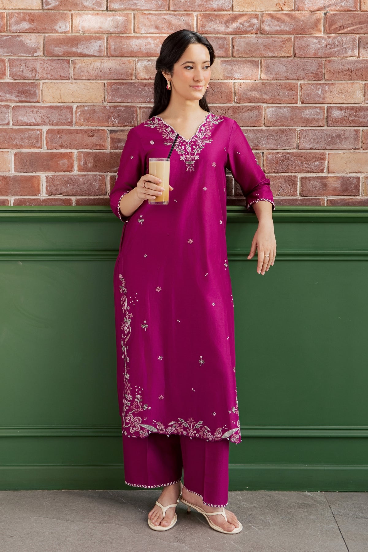 Ada 2Pc - Embroidered Lawn Dress EverydayEdit26 BATIK XS / Magenta Purple / Pima Lawn