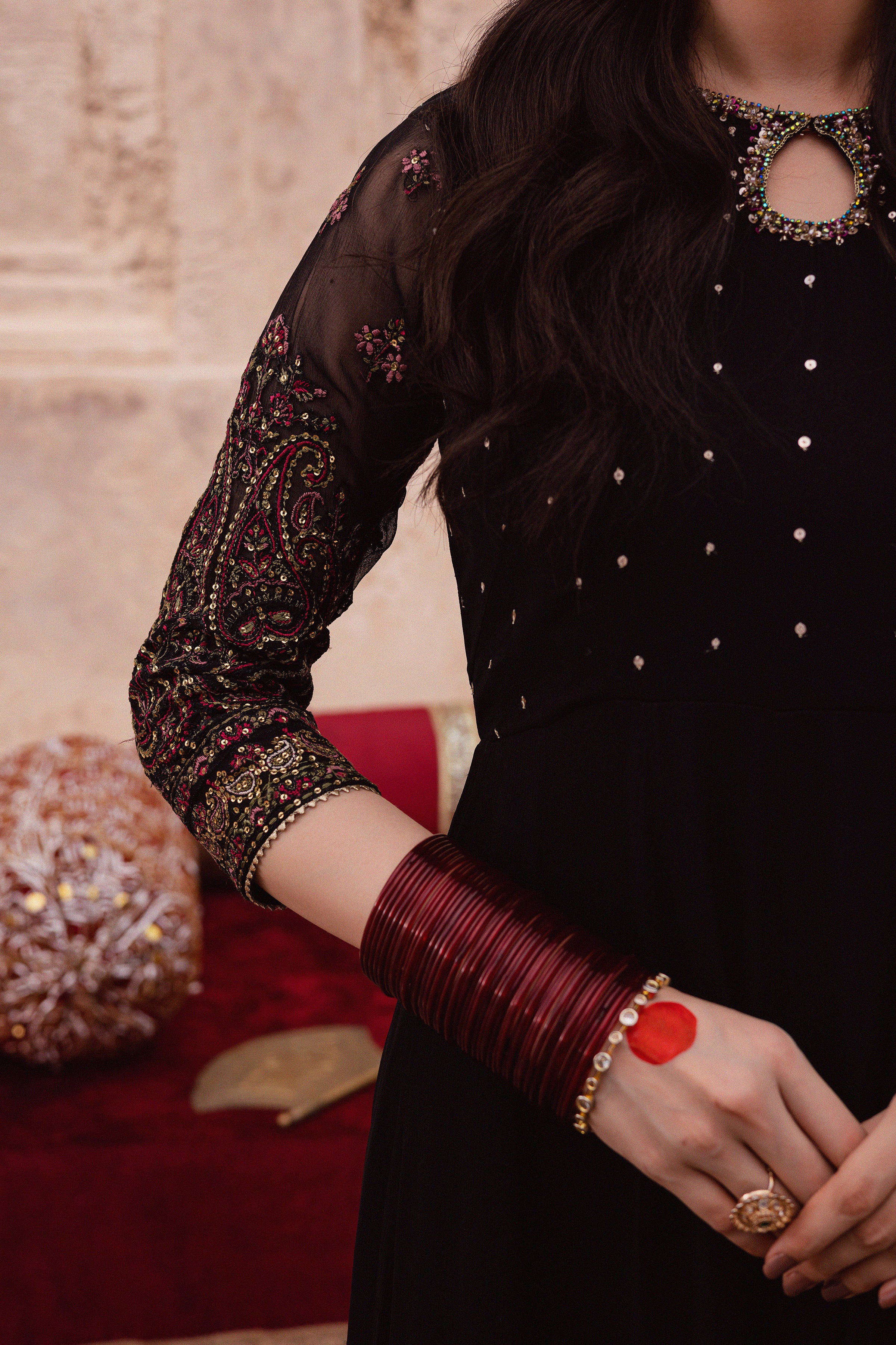 Adila 3Pc - Festive Luxe Pret BATIKSTUDIO2025 BATIK S / Black / Crinkle & Raw Silk-M / Black / Crinkle & Raw Silk-L / Black / Crinkle & Raw Silk