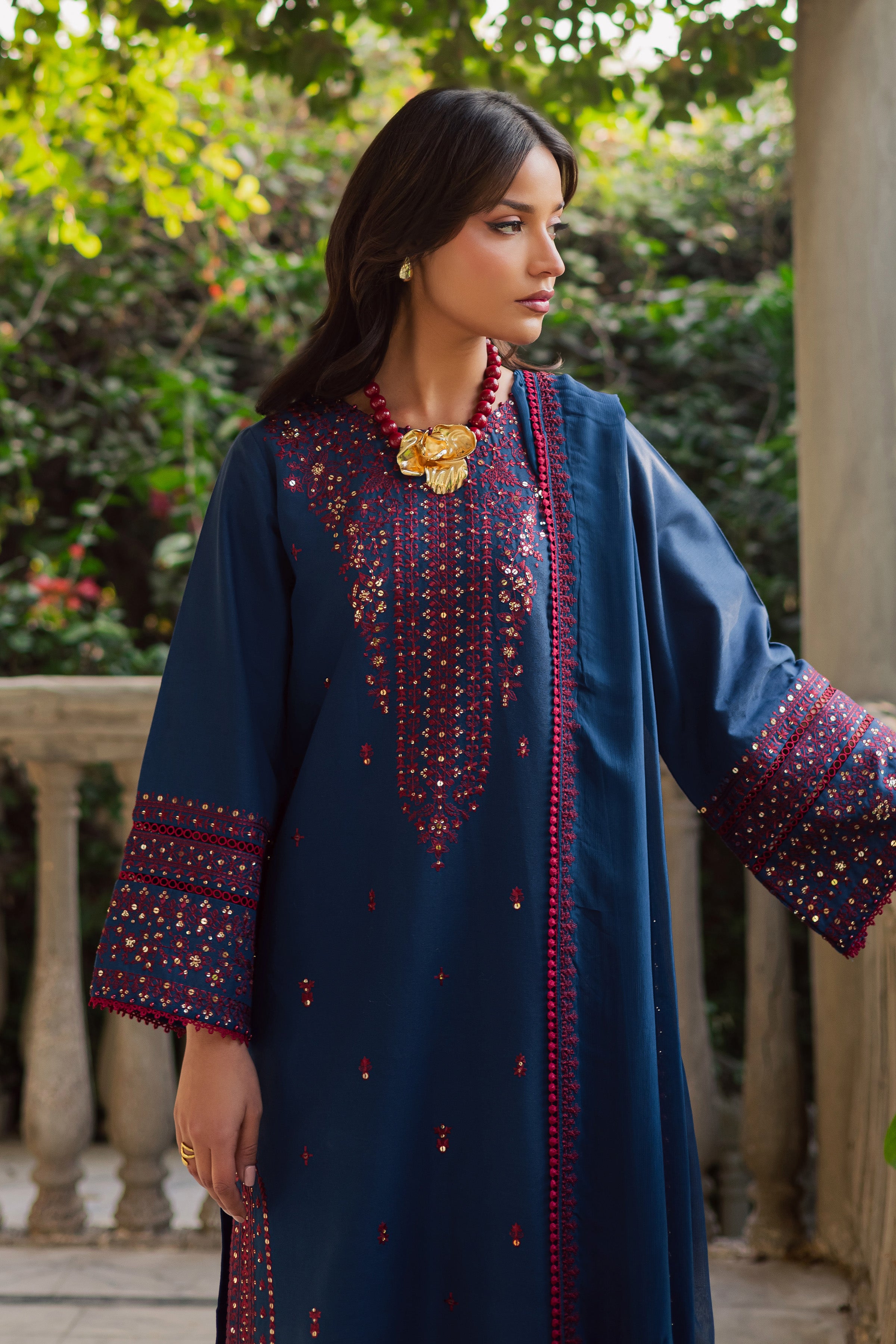 Aeina 3Pc - Embroidered Khaddar Dress BATIK WINTER PRET 2025 BATIK XS / Poseidon / Khaddar-S / Poseidon / Khaddar-M / Poseidon / Khaddar-L / Poseidon / Khaddar-XL / Poseidon / Khaddar