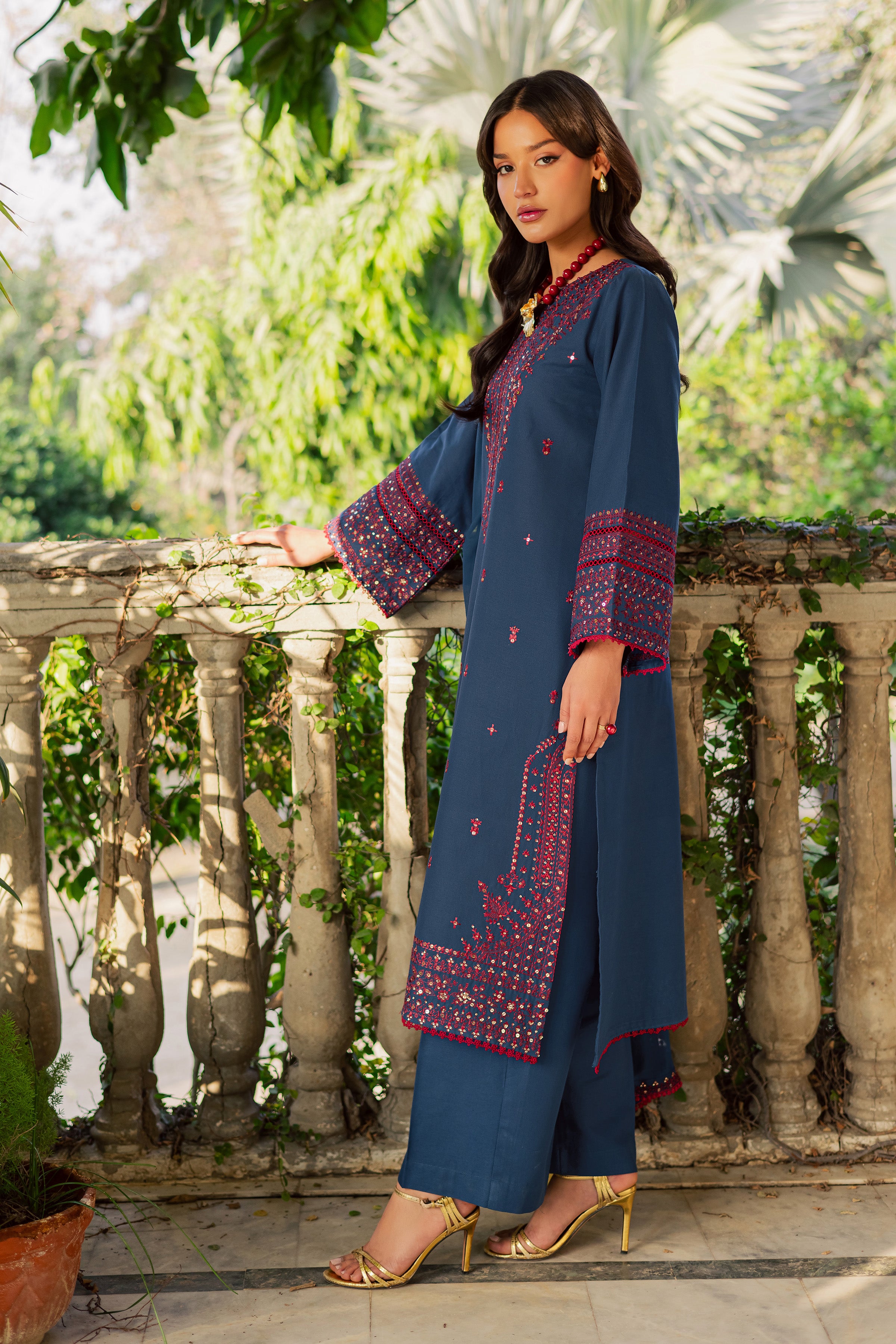 Aeina 3Pc - Embroidered Khaddar Dress BATIK WINTER PRET 2025 BATIK XS / Poseidon / Khaddar-S / Poseidon / Khaddar-M / Poseidon / Khaddar-L / Poseidon / Khaddar-XL / Poseidon / Khaddar