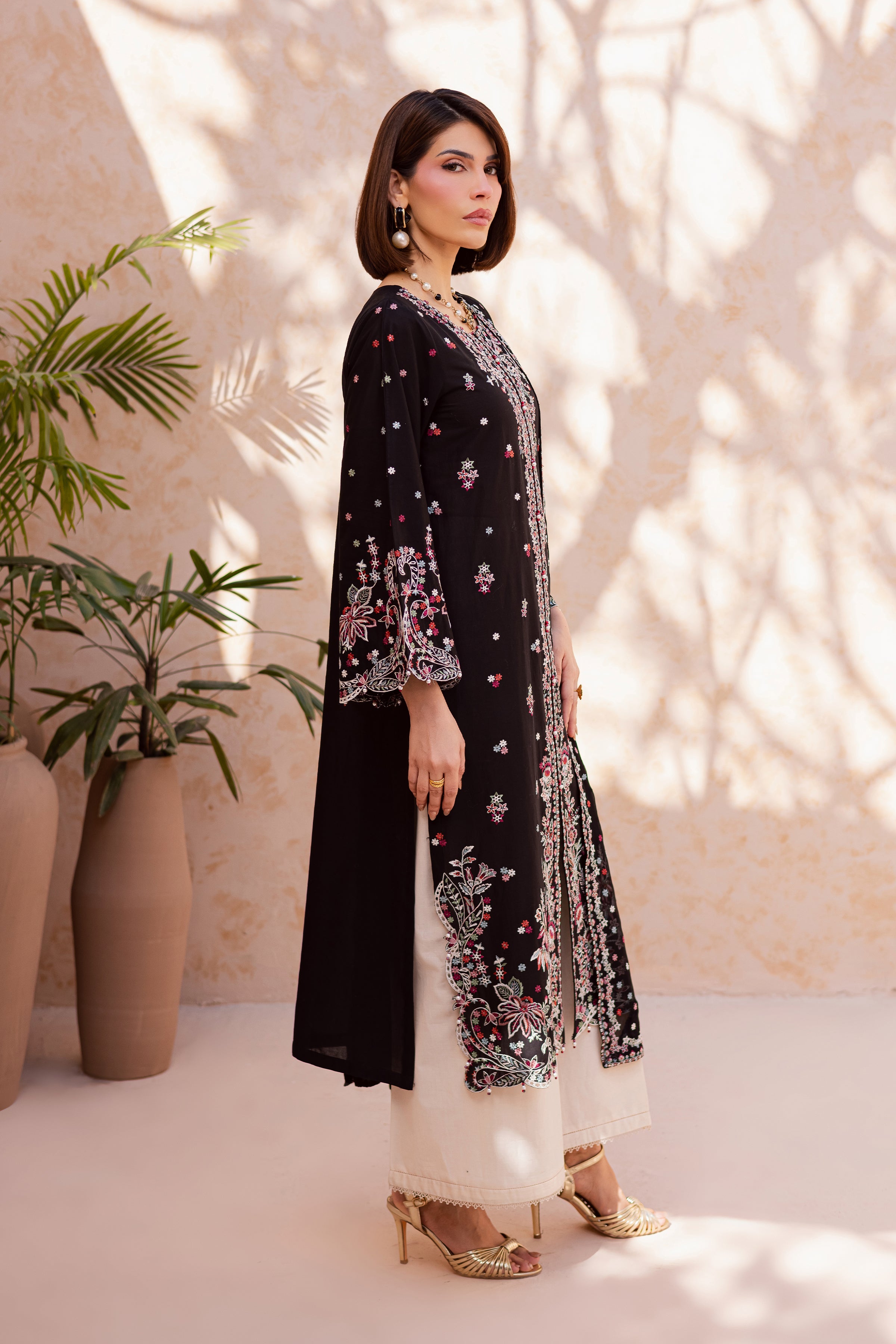 Aelin 3Pc - Festive Embroidered Lawn BATIKEID2026 BATIK XS / Black / Pima Lawn-S / Black / Pima Lawn-M / Black / Pima Lawn-L / Black / Pima Lawn-XL / Black / Pima Lawn