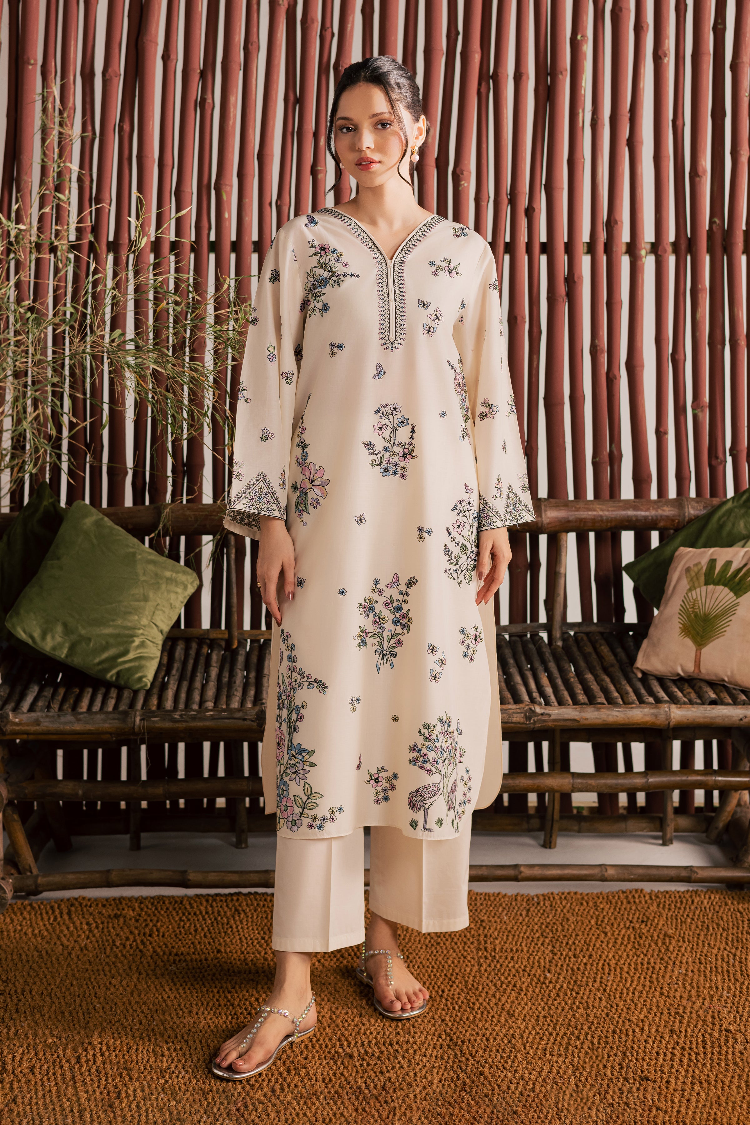 Anne 2Pc - Embroidered Lawn Dress EverydayEdit26 BATIK XS / White Swan / Pima Lawn-S / White Swan / Pima Lawn-M / White Swan / Pima Lawn-L / White Swan / Pima Lawn-XL / White Swan / Pima Lawn