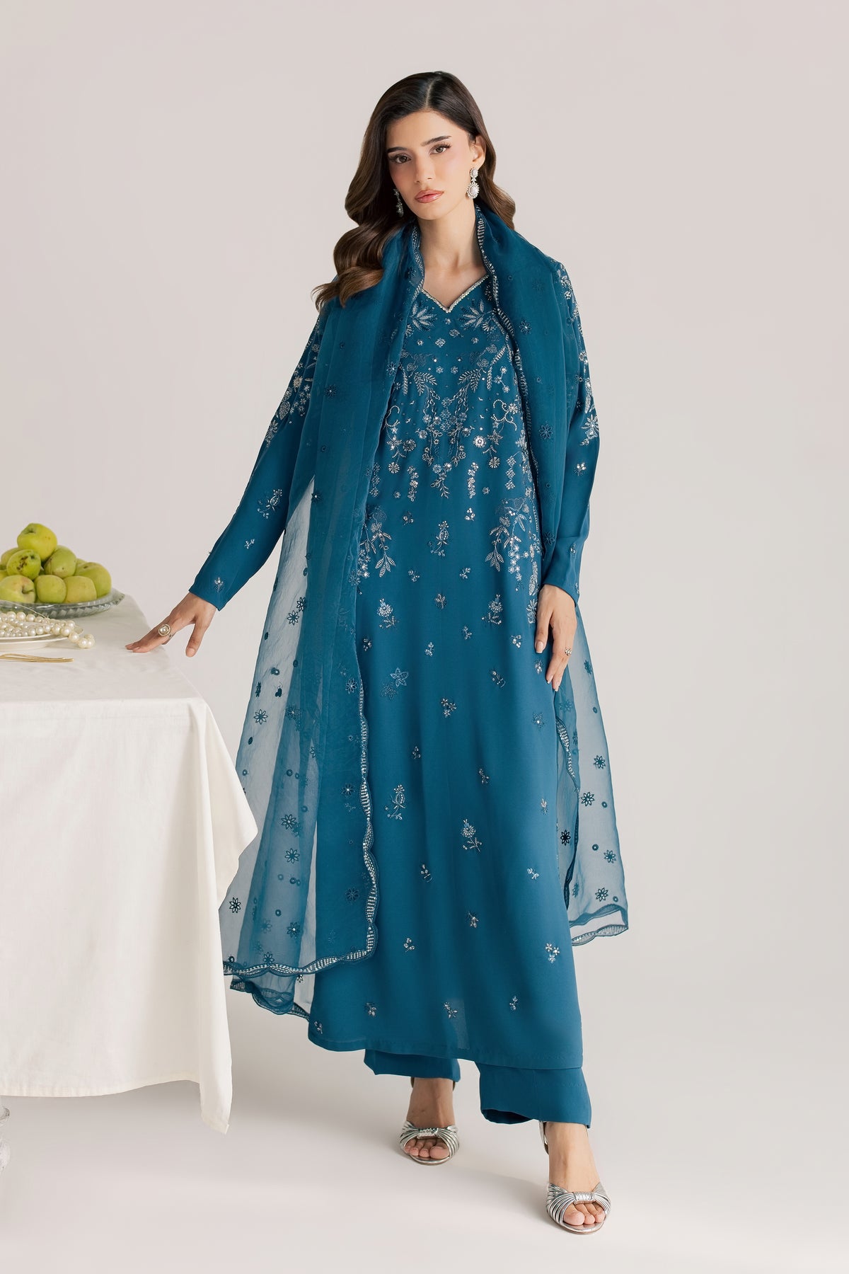 Aquarius 3Pc - Festive Luxe Pret STUDIOLUXEAUG26 BATIK S / Zinc / Georgette