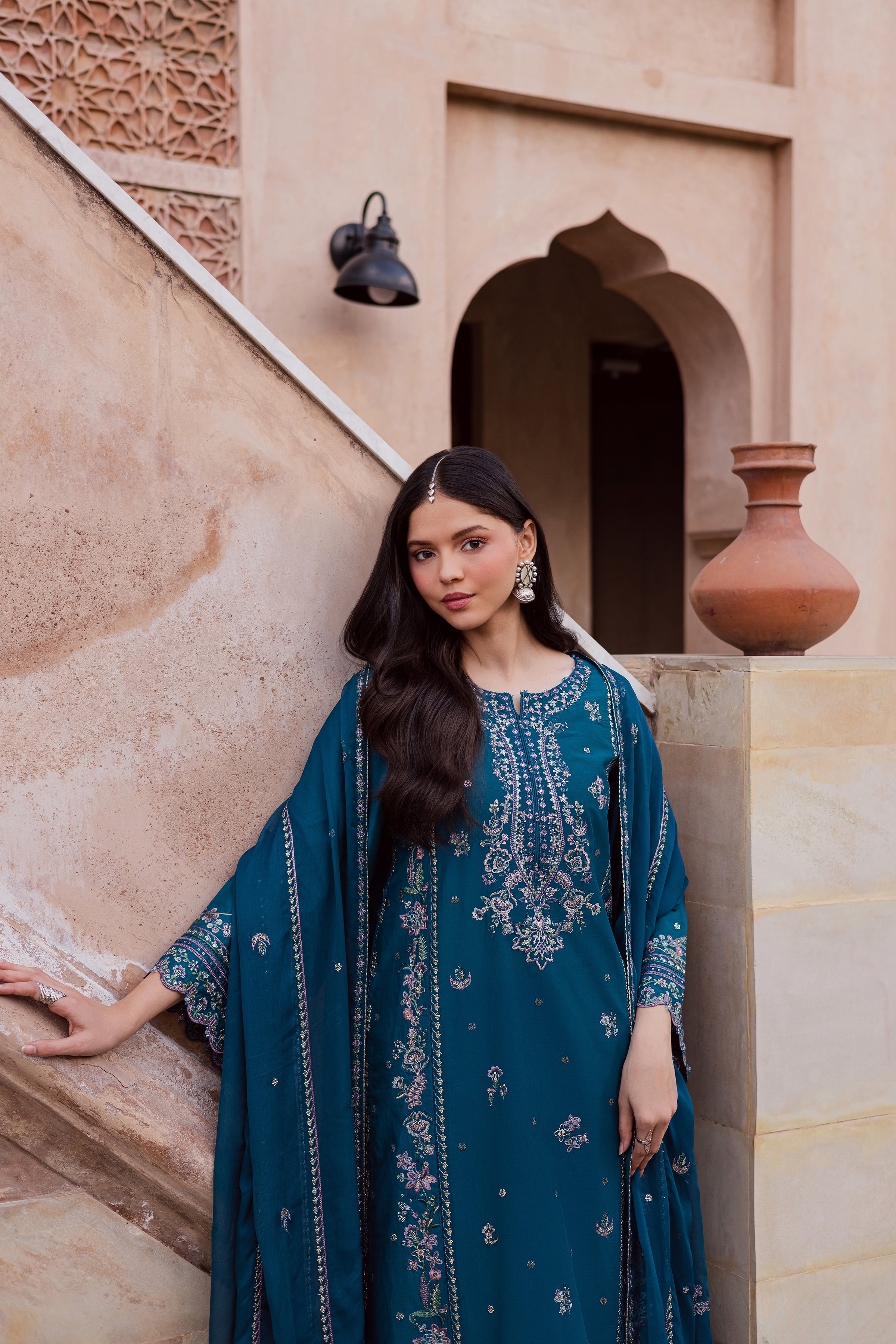 Araz 3Pc - Festive Embroidered Lawn BATIKEID2026 BATIK XS / Zinc Blue / Pima Lawn-S / Zinc Blue / Pima Lawn-M / Zinc Blue / Pima Lawn-L / Zinc Blue / Pima Lawn-XL / Zinc Blue / Pima Lawn