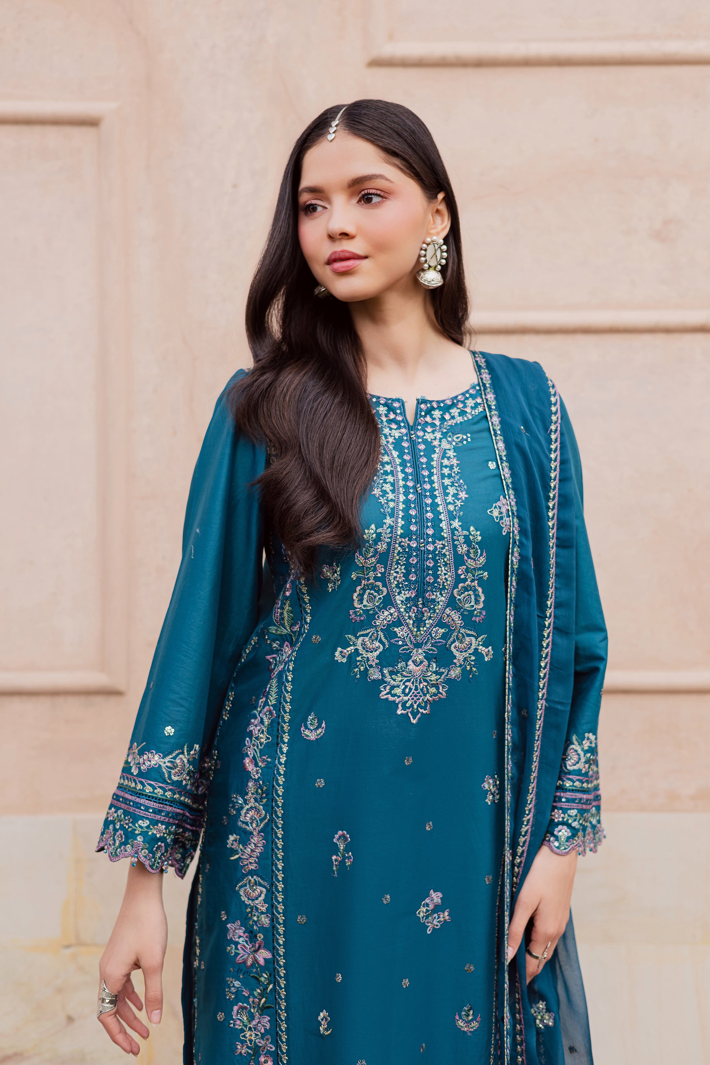 Araz 3Pc - Festive Embroidered Lawn BATIKEID2026 BATIK XS / Zinc Blue / Pima Lawn-S / Zinc Blue / Pima Lawn-M / Zinc Blue / Pima Lawn-L / Zinc Blue / Pima Lawn-XL / Zinc Blue / Pima Lawn
