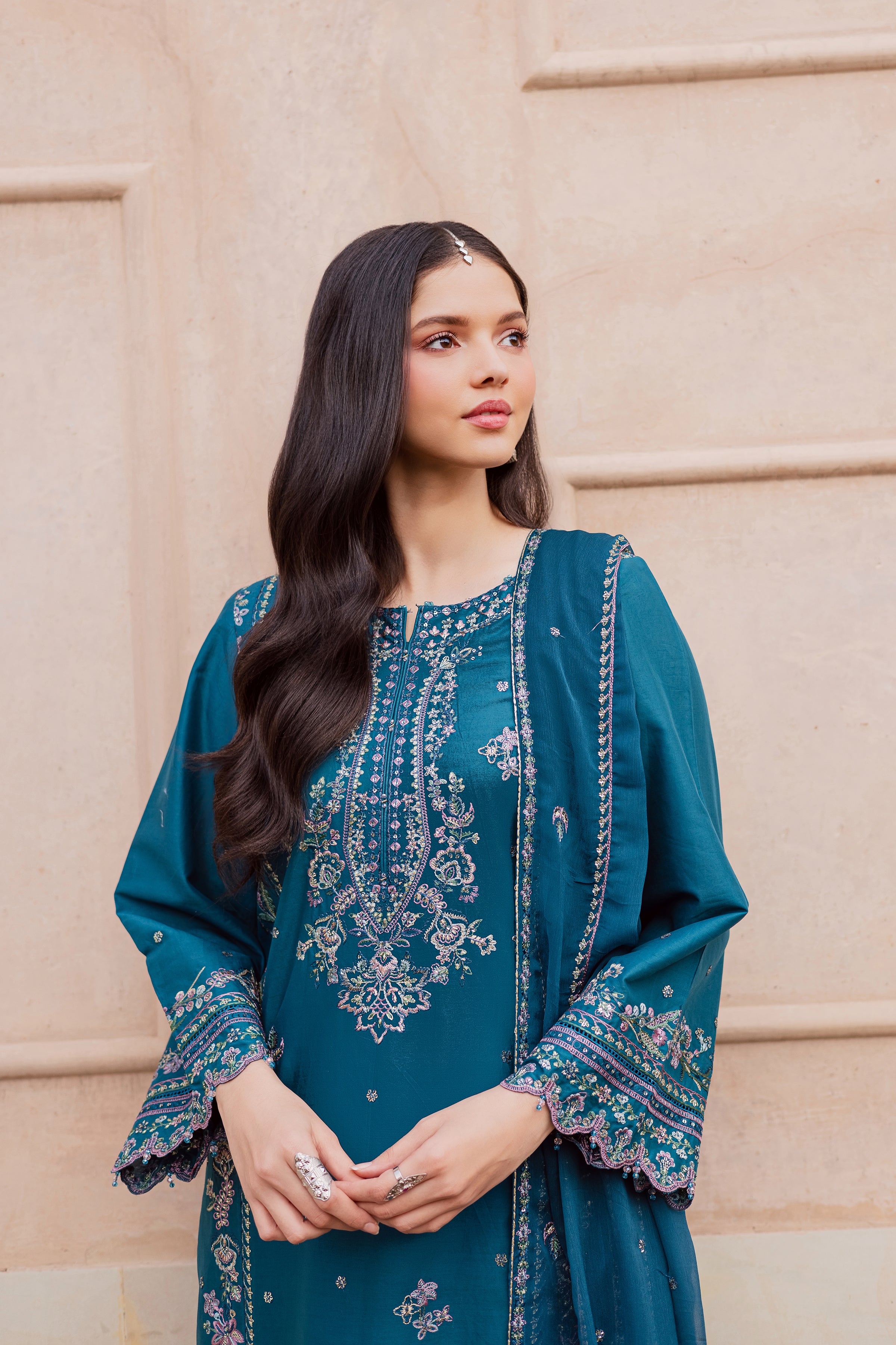 Araz 3Pc - Festive Embroidered Lawn BATIKEID2026 BATIK XS / Zinc Blue / Pima Lawn-S / Zinc Blue / Pima Lawn-M / Zinc Blue / Pima Lawn-L / Zinc Blue / Pima Lawn-XL / Zinc Blue / Pima Lawn