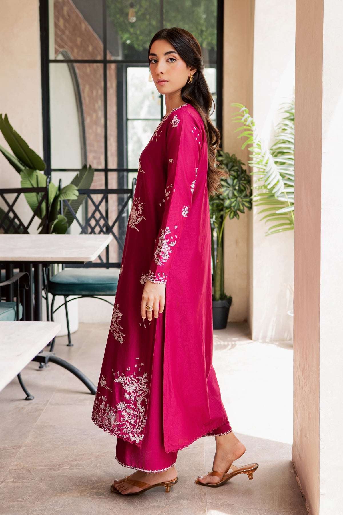 Arlo 2Pc - Embroidered Lawn Dress EverydayEdit26 BATIK XS / Bright Pink / Pima Lawn