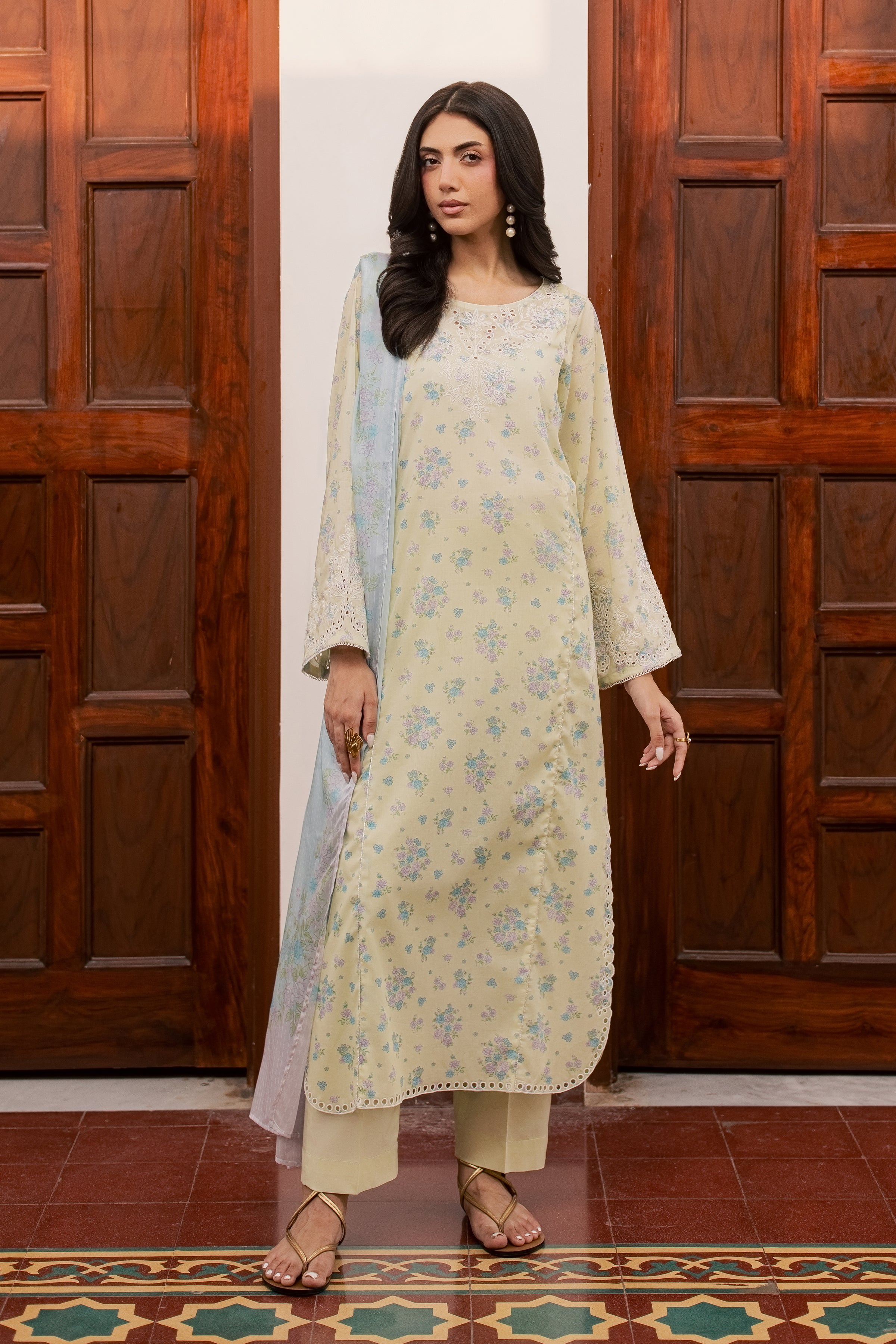 Armeen 3Pc - Printed Lawn Dress BATIKSS26 BATIK XS / Lemon Yellow / Lawn-S / Lemon Yellow / Lawn-M / Lemon Yellow / Lawn-L / Lemon Yellow / Lawn-XL / Lemon Yellow / Lawn