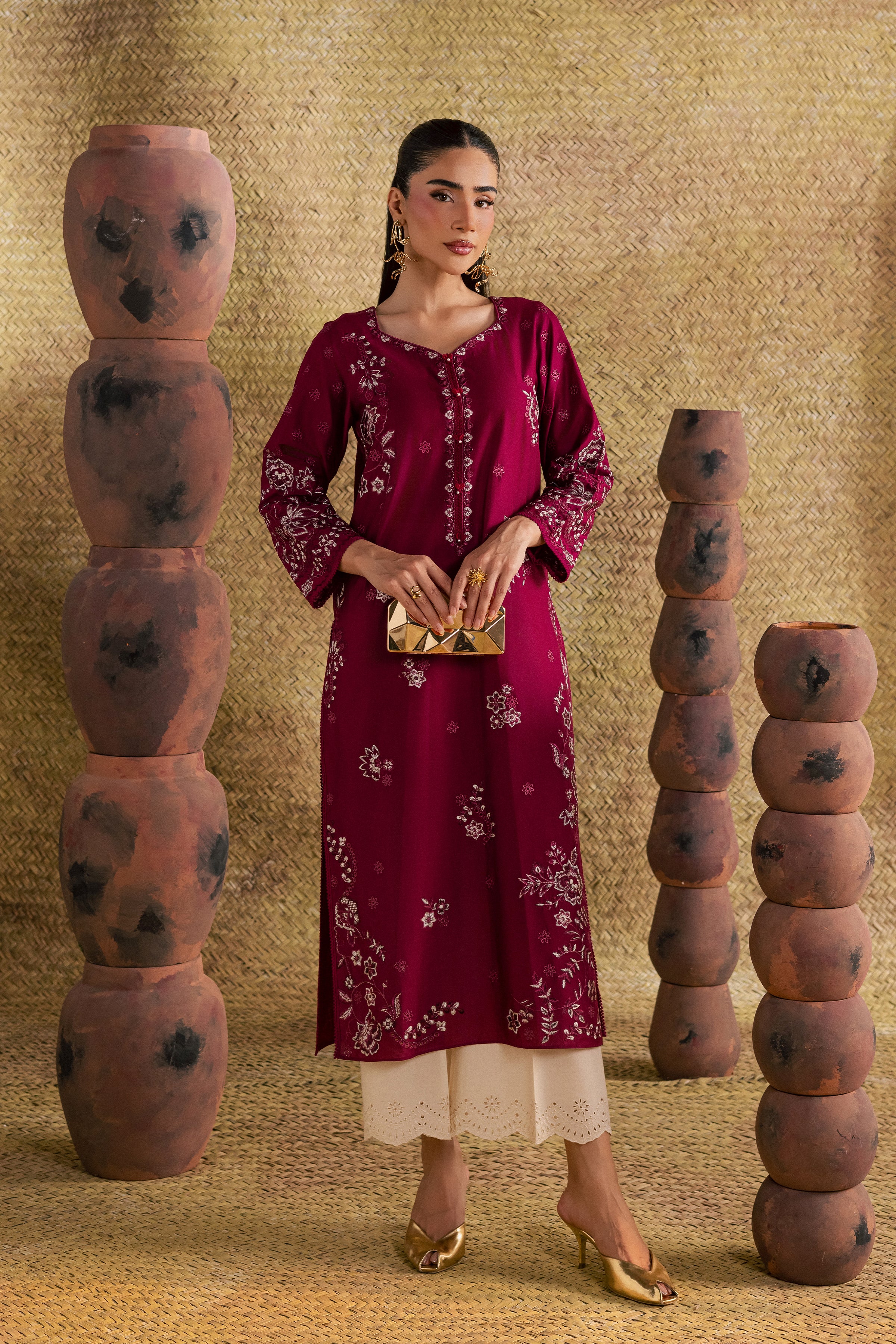 Aryaam 2Pc - Festive Eid Pret BATIKSS26 BATIK XS / Burgundy / Pima Lawn-S / Burgundy / Pima Lawn-M / Burgundy / Pima Lawn-L / Burgundy / Pima Lawn-XL / Burgundy / Pima Lawn