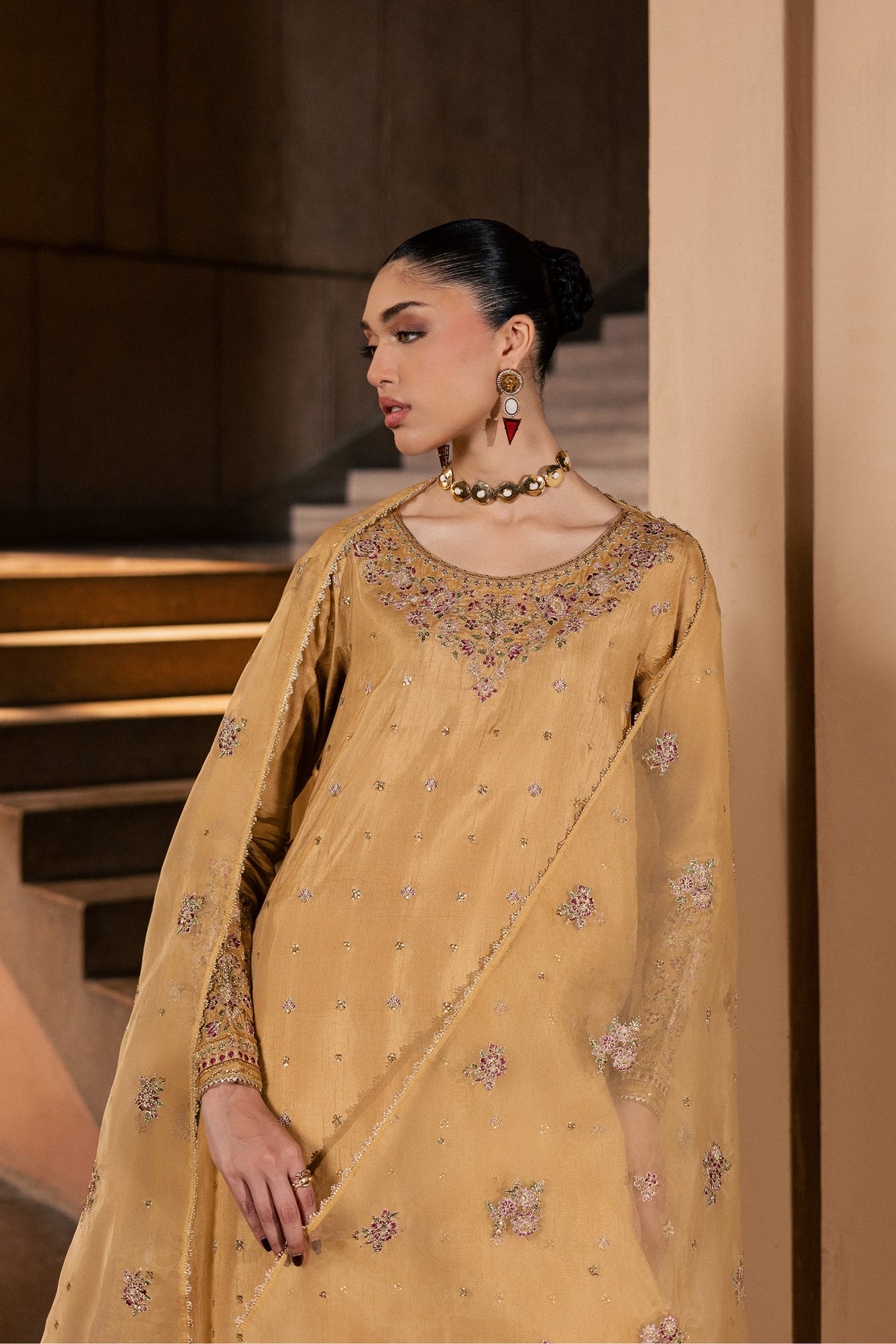 Arzoo 3Pc - Festive Luxe Pret BATIKLUXOCT26 BATIK S / Mustard / Rawsilk