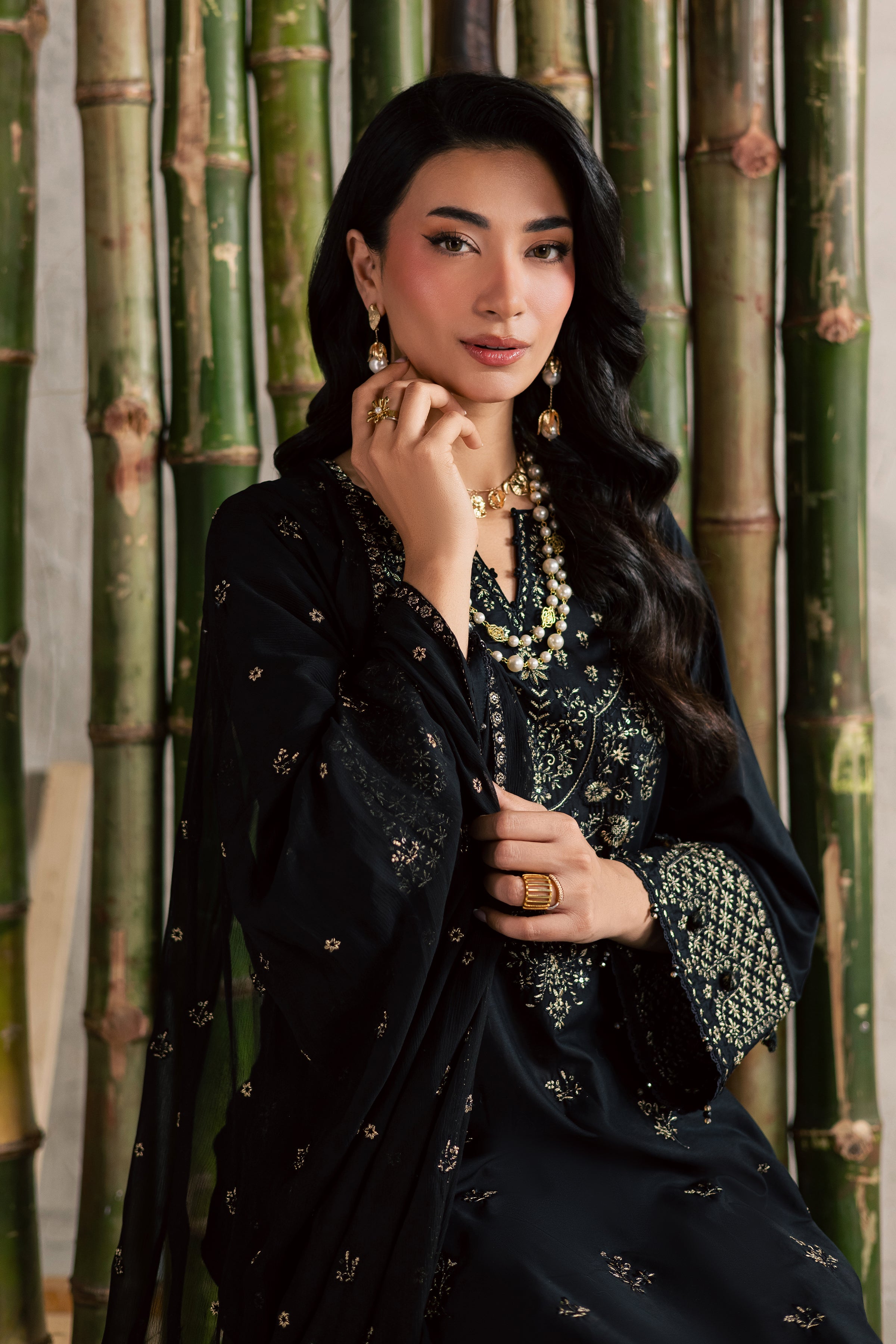 Ash 3Pc - Festive Embroidered Lawn BATIKEID2026 BATIK XS / Black / Pima Lawn-S / Black / Pima Lawn-M / Black / Pima Lawn-L / Black / Pima Lawn-XL / Black / Pima Lawn