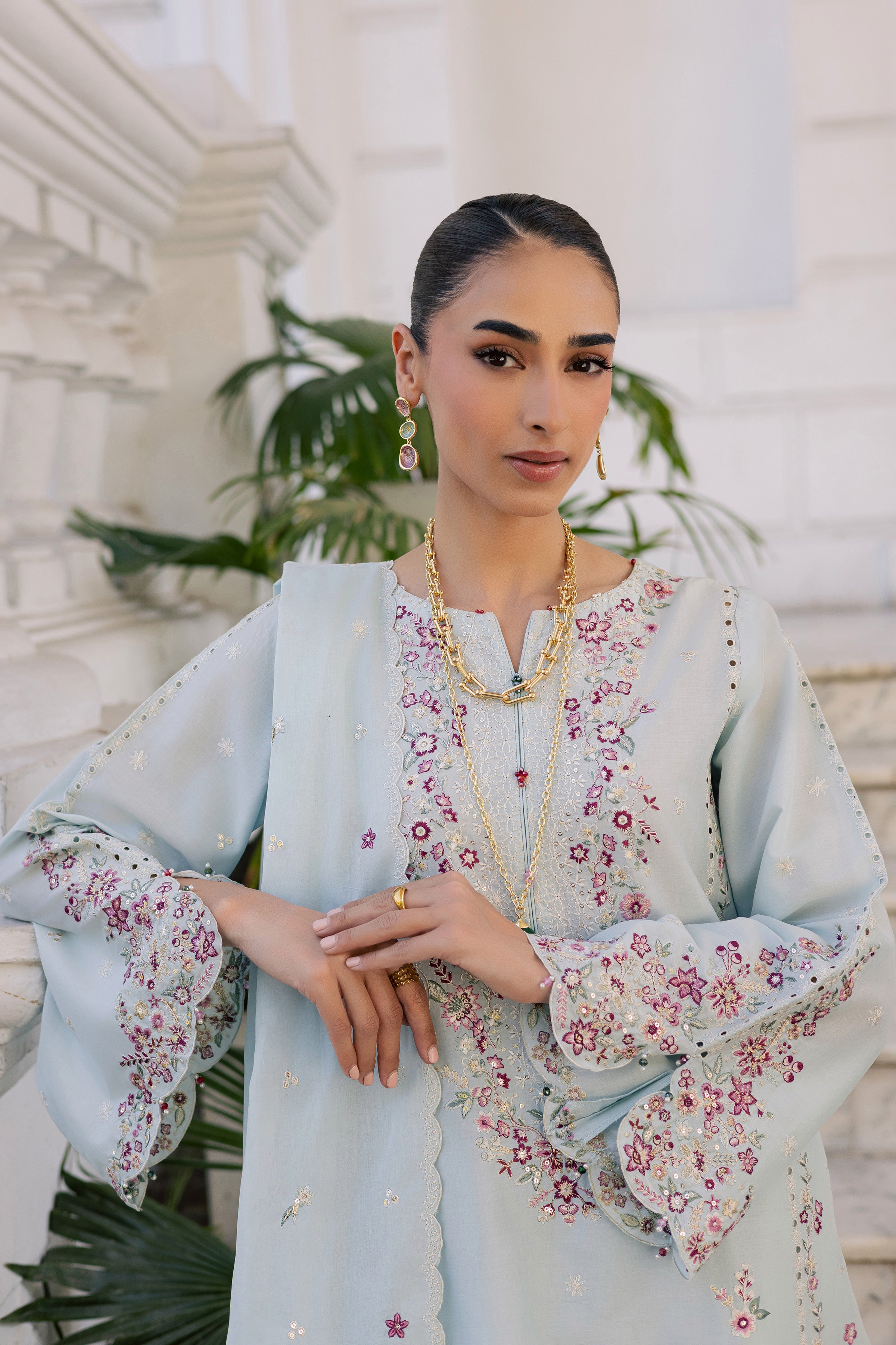 Asmaar 3Pc - Festive Embroidered Lawn BATIKSS26 BATIK XS / Blue / Pima Lawn-S / Blue / Pima Lawn-M / Blue / Pima Lawn-L / Blue / Pima Lawn-XL / Blue / Pima Lawn