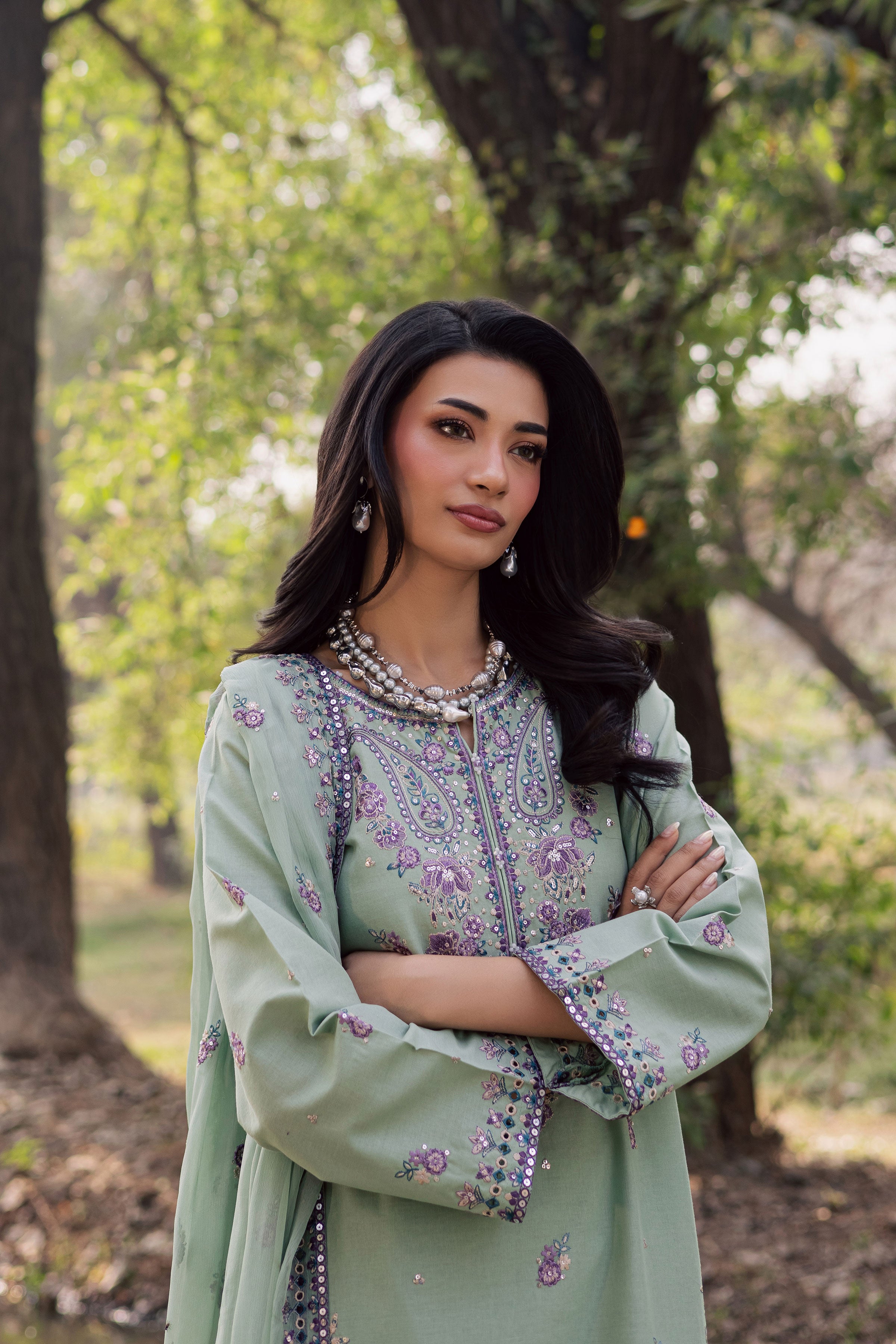 Asmira Lilac 3Pc - Embroidered Khaddar Dress BATIK WINTER PRET 2025 BATIK XS / Sea Green / Khaddar-S / Sea Green / Khaddar-M / Sea Green / Khaddar-L / Sea Green / Khaddar-XL / Sea Green / Khaddar