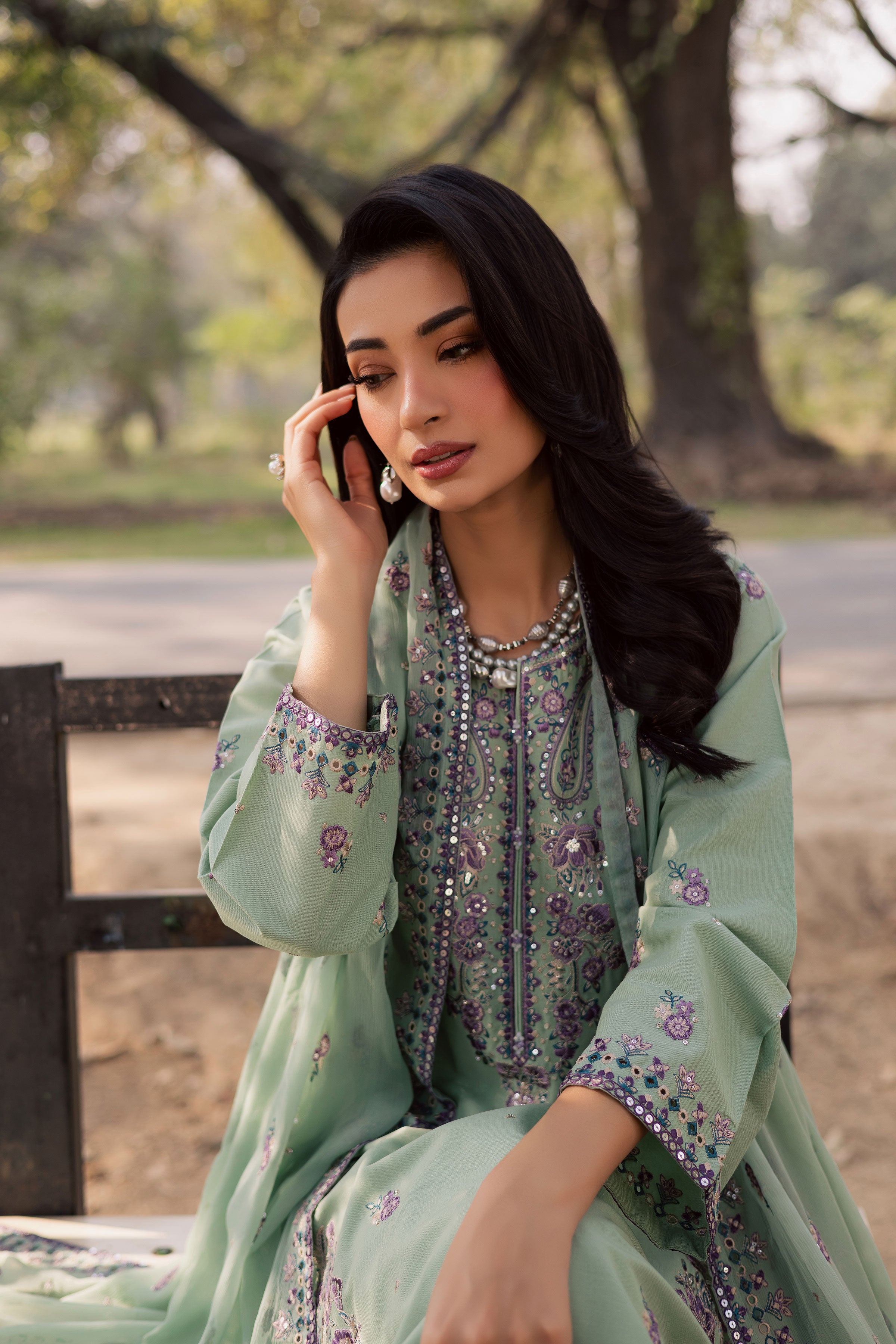 Asmira Lilac 3Pc - Embroidered Khaddar Dress BATIK WINTER PRET 2025 BATIK XS / Sea Green / Khaddar-S / Sea Green / Khaddar-M / Sea Green / Khaddar-L / Sea Green / Khaddar-XL / Sea Green / Khaddar