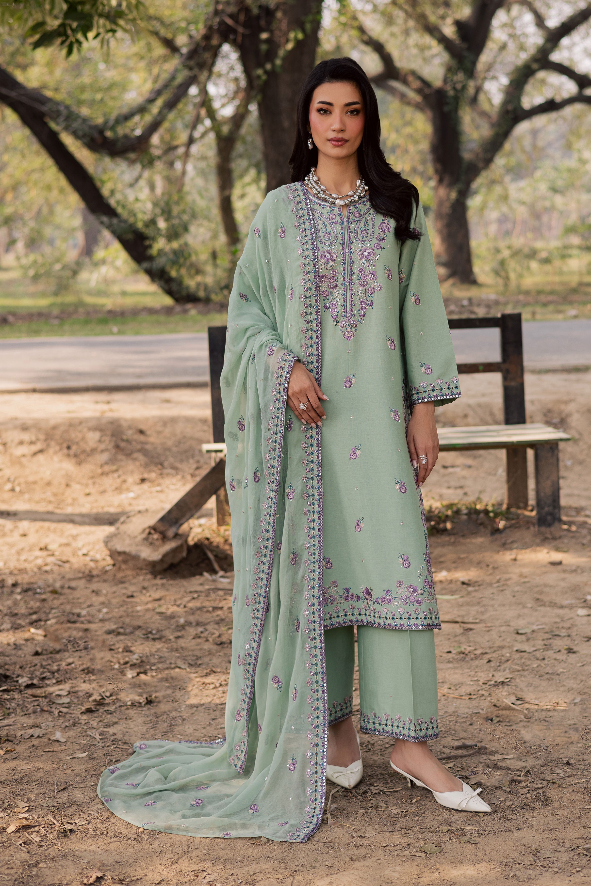Asmira Lilac 3Pc - Embroidered Khaddar Dress BATIK WINTER PRET 2025 BATIK XS / Sea Green / Khaddar-S / Sea Green / Khaddar-M / Sea Green / Khaddar-L / Sea Green / Khaddar-XL / Sea Green / Khaddar