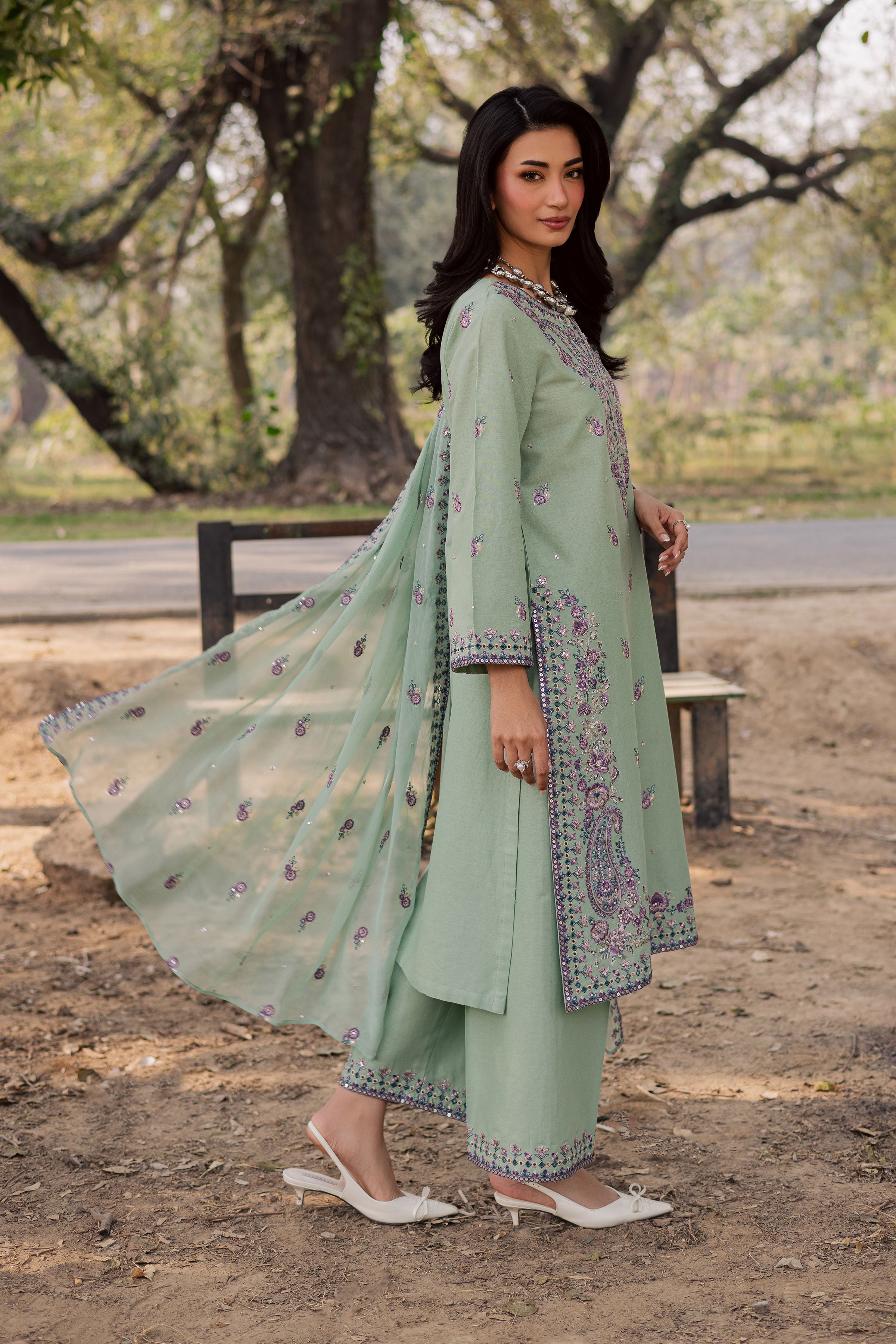 Asmira Lilac 3Pc - Embroidered Khaddar Dress BATIK WINTER PRET 2025 BATIK XS / Sea Green / Khaddar-S / Sea Green / Khaddar-M / Sea Green / Khaddar-L / Sea Green / Khaddar-XL / Sea Green / Khaddar