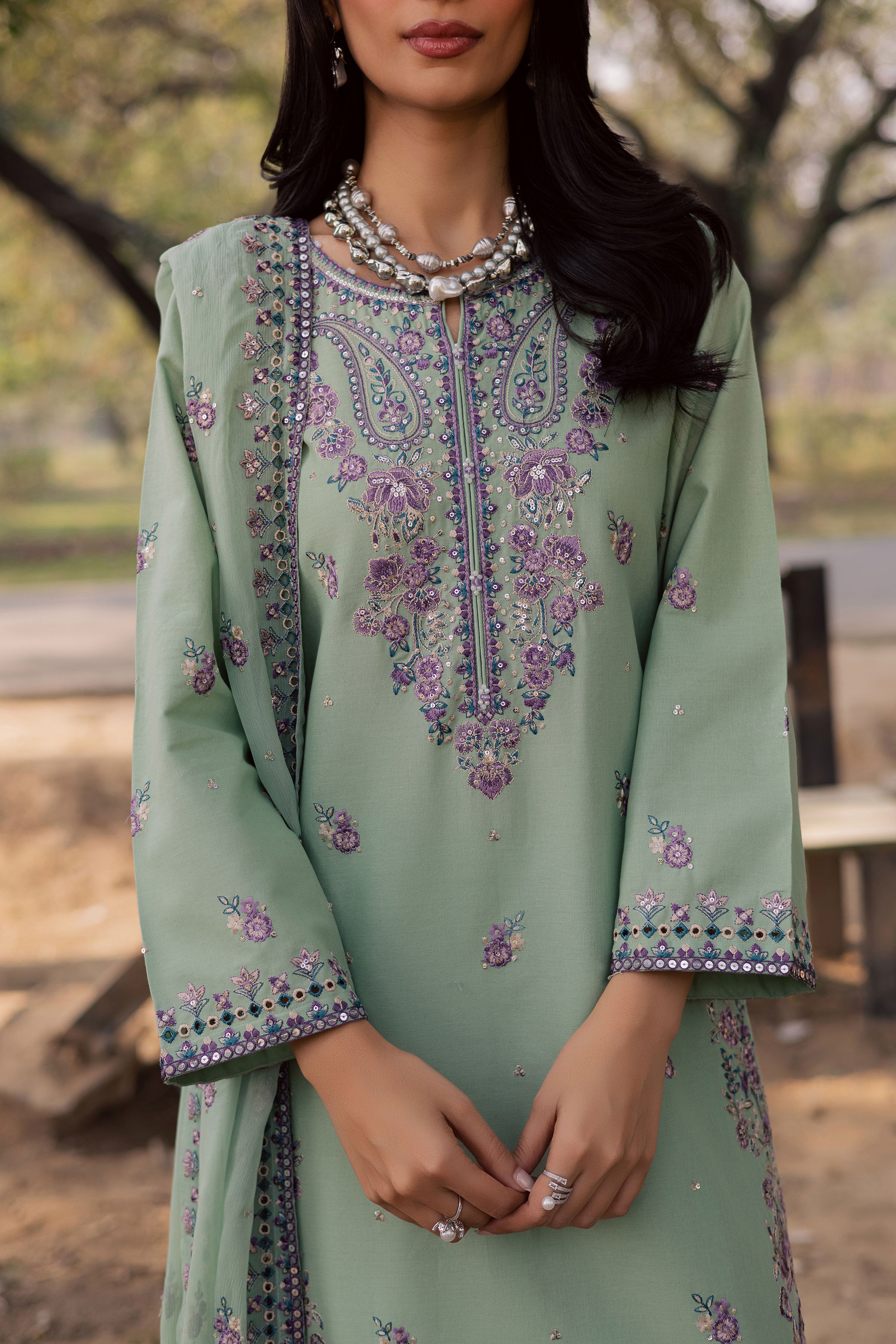 Asmira Lilac 3Pc - Embroidered Khaddar Dress BATIK WINTER PRET 2025 BATIK XS / Sea Green / Khaddar-S / Sea Green / Khaddar-M / Sea Green / Khaddar-L / Sea Green / Khaddar-XL / Sea Green / Khaddar
