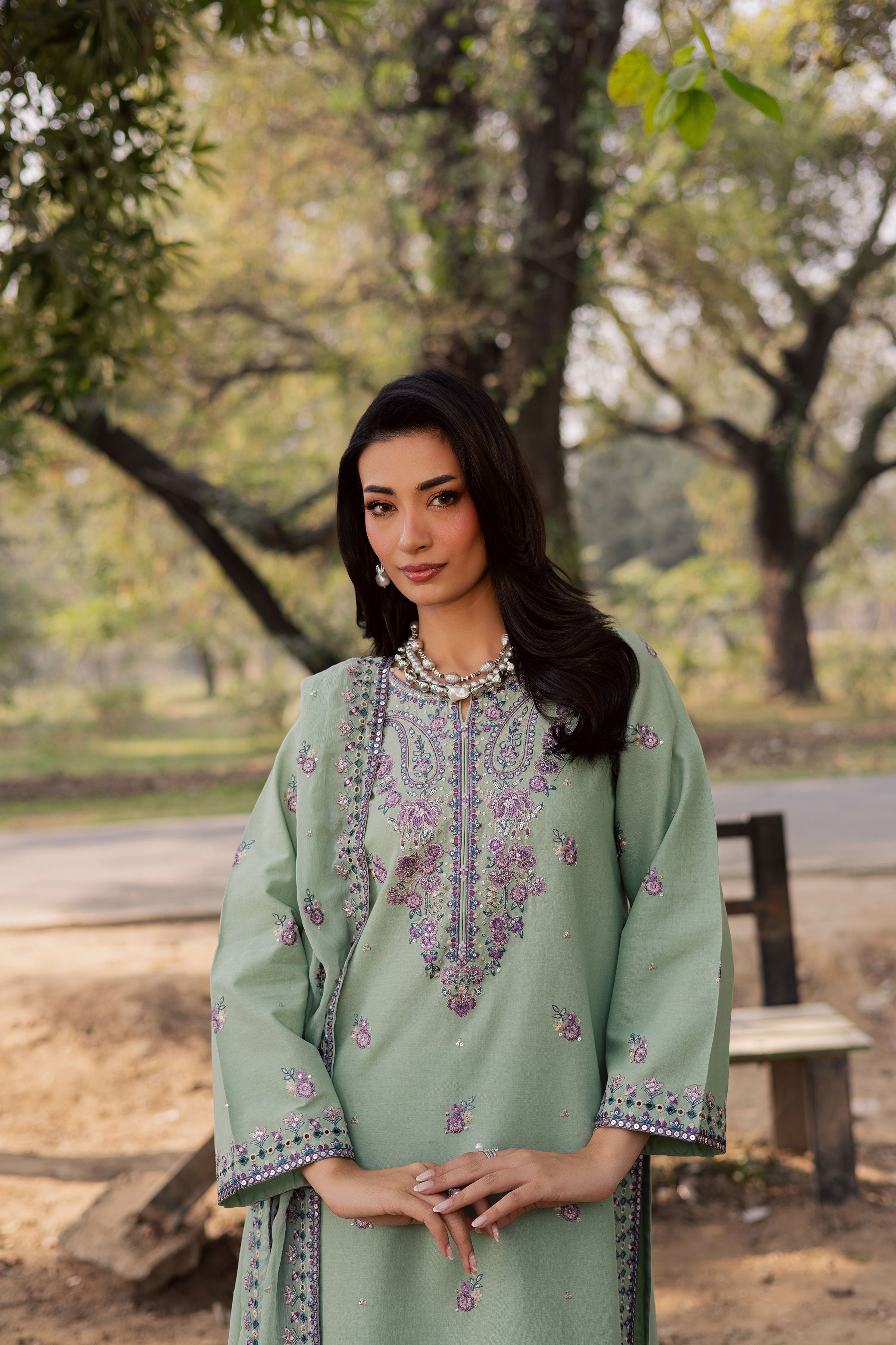 Asmira Lilac 3Pc - Embroidered Khaddar Dress BATIK WINTER PRET 2025 BATIK XS / Sea Green / Khaddar-S / Sea Green / Khaddar-M / Sea Green / Khaddar-L / Sea Green / Khaddar-XL / Sea Green / Khaddar