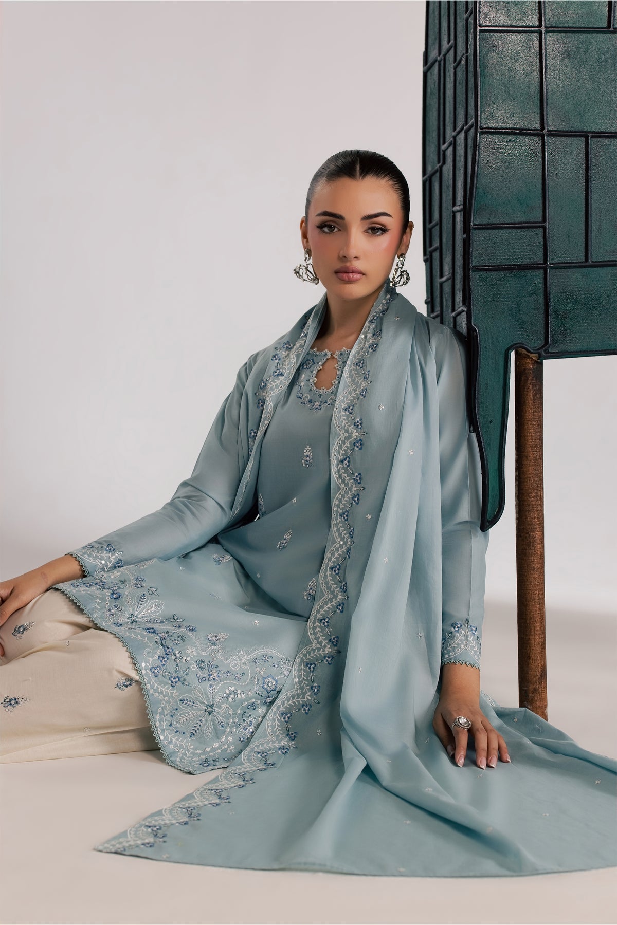 Astola 3Pc - Luxury Embroidered Lawn BATIKSS26 BATIK XS / Stone Blue / Pima Lawn-S / Stone Blue / Pima Lawn-M / Stone Blue / Pima Lawn-L / Stone Blue / Pima Lawn-XL / Stone Blue / Pima Lawn