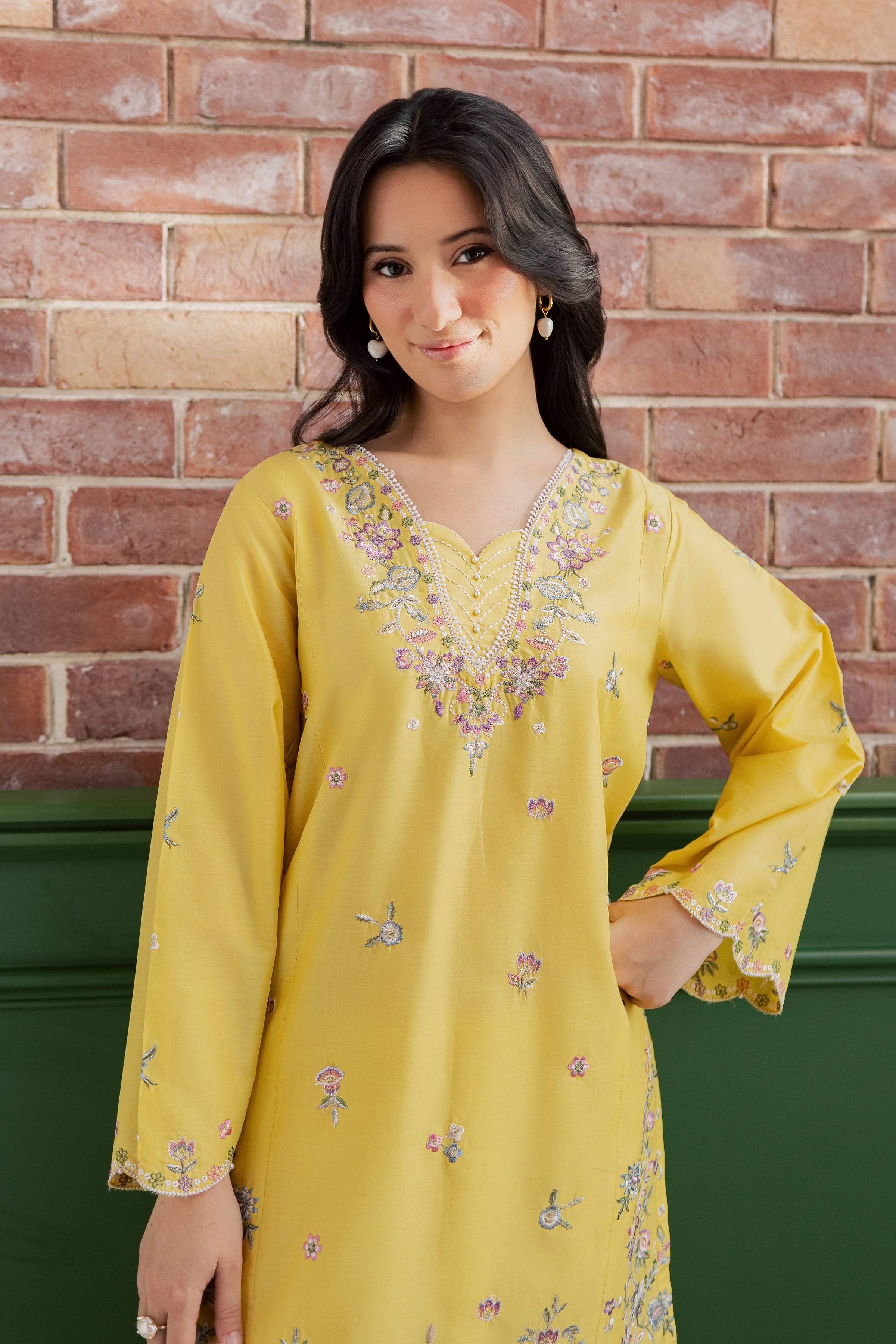 Auric 2Pc - Embroidered Lawn Dress EverydayEdit26 BATIK XS / Lemon Yellow / Pima Lawn
