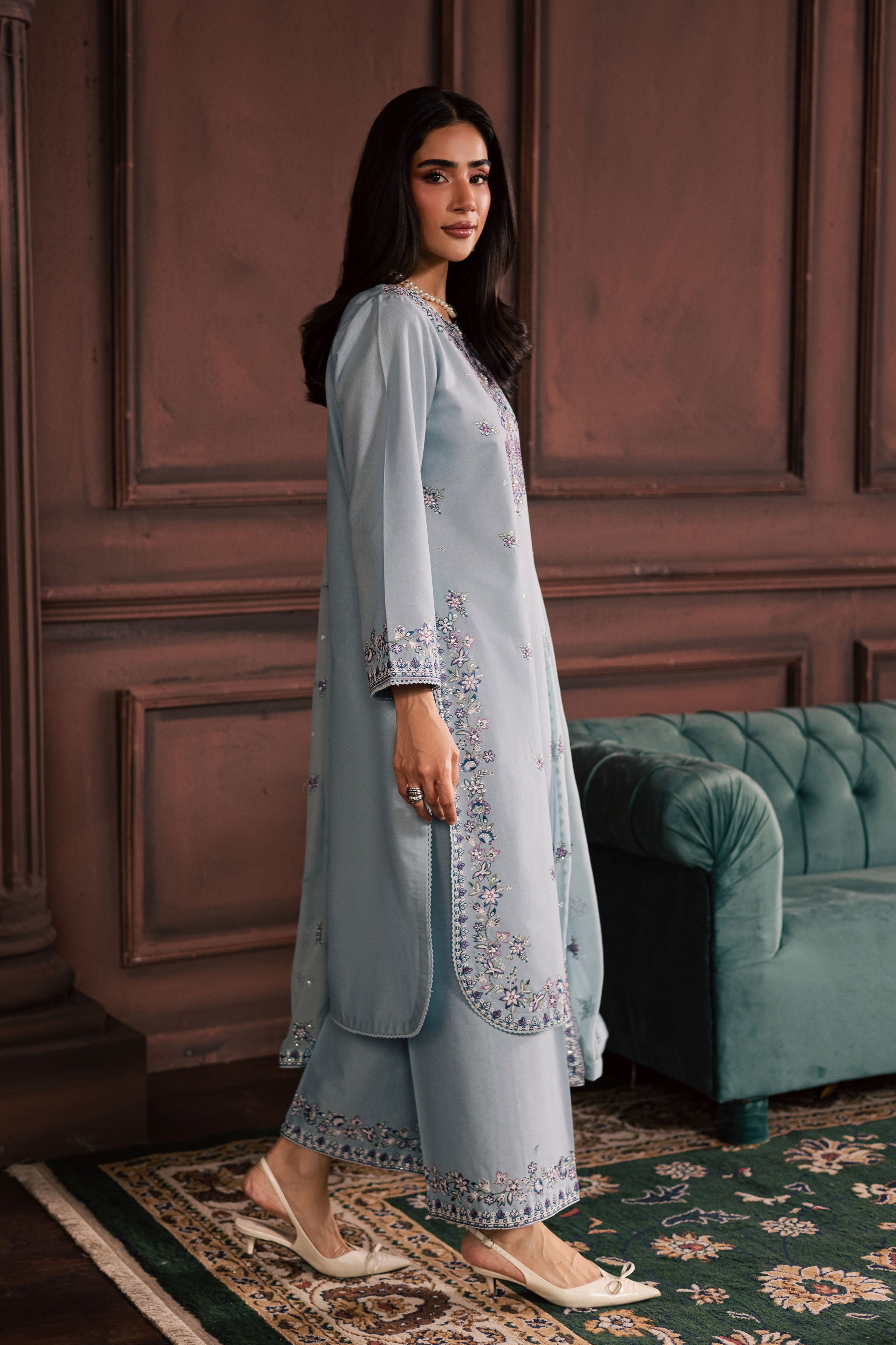 Azure Charm 3Pc - Embroidered Khaddar Dress BATIK WINTER PRET 2025 BATIK XS / Sky Blue / Khaddar-S / Sky Blue / Khaddar-M / Sky Blue / Khaddar-L / Sky Blue / Khaddar-XL / Sky Blue / Khaddar