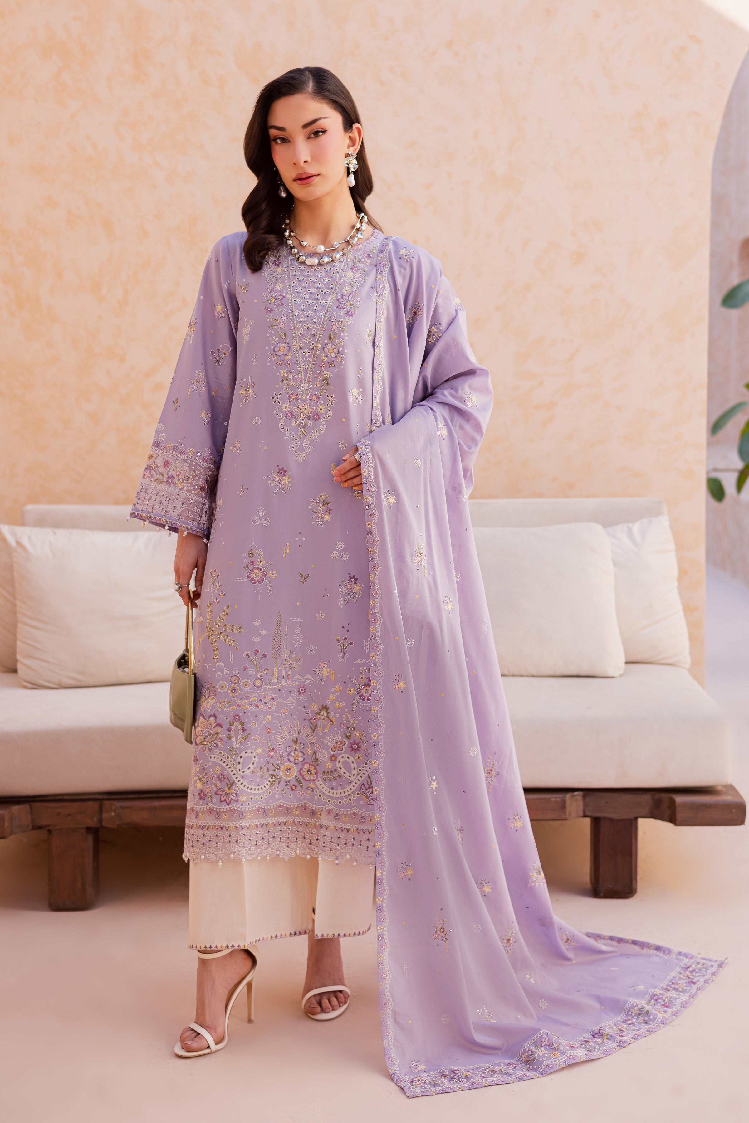 Bagh 3Pc - Festive Embroidered Lawn BATIKEID2026 BATIK XS / Lilac / Pima Lawn-S / Lilac / Pima Lawn-M / Lilac / Pima Lawn-L / Lilac / Pima Lawn-XL / Lilac / Pima Lawn