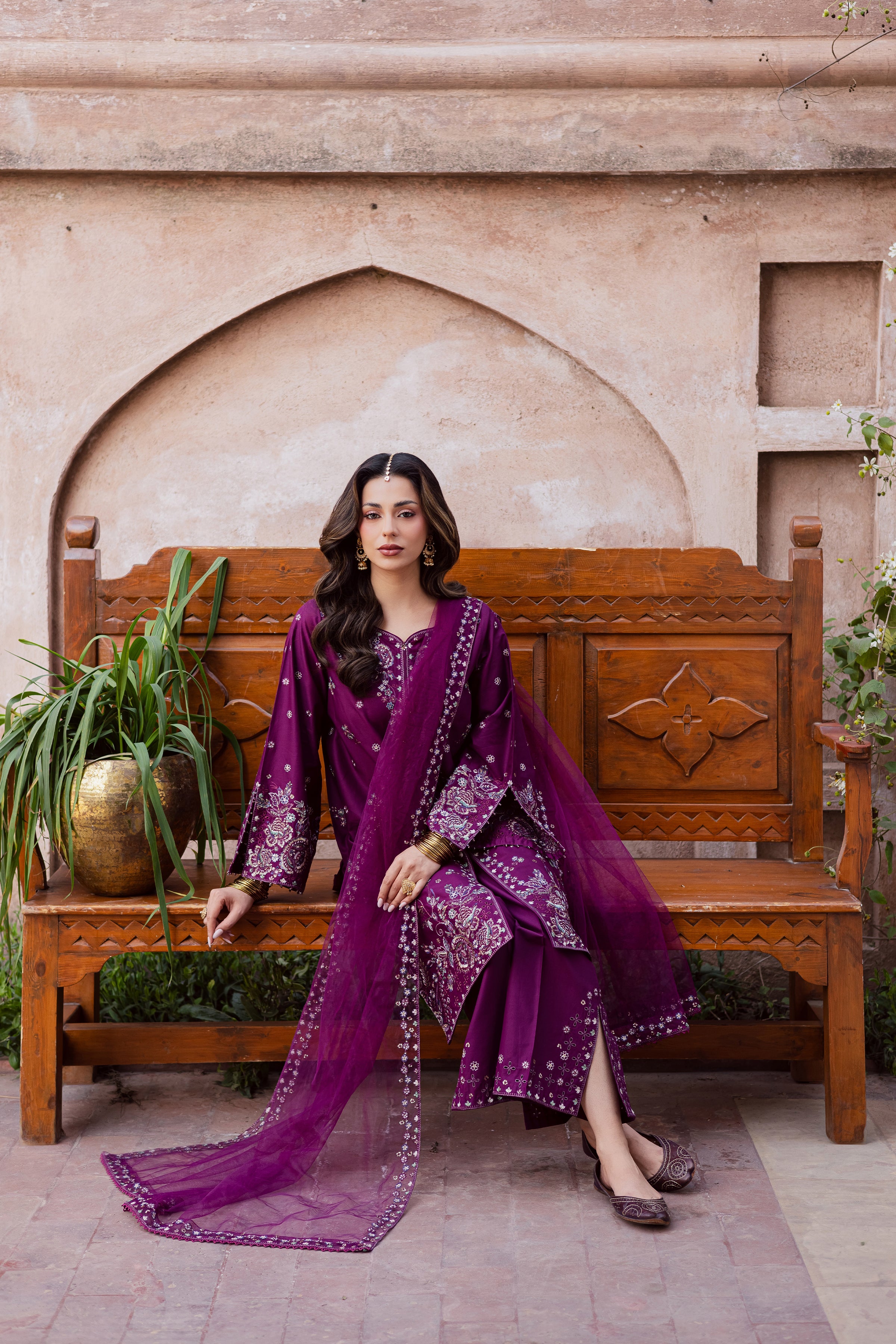 Balter 3Pc - Festive Embroidered Lawn BATIKEID2026 BATIK XS / Wine / Pima Lawn-S / Wine / Pima Lawn-M / Wine / Pima Lawn-L / Wine / Pima Lawn-XL / Wine / Pima Lawn