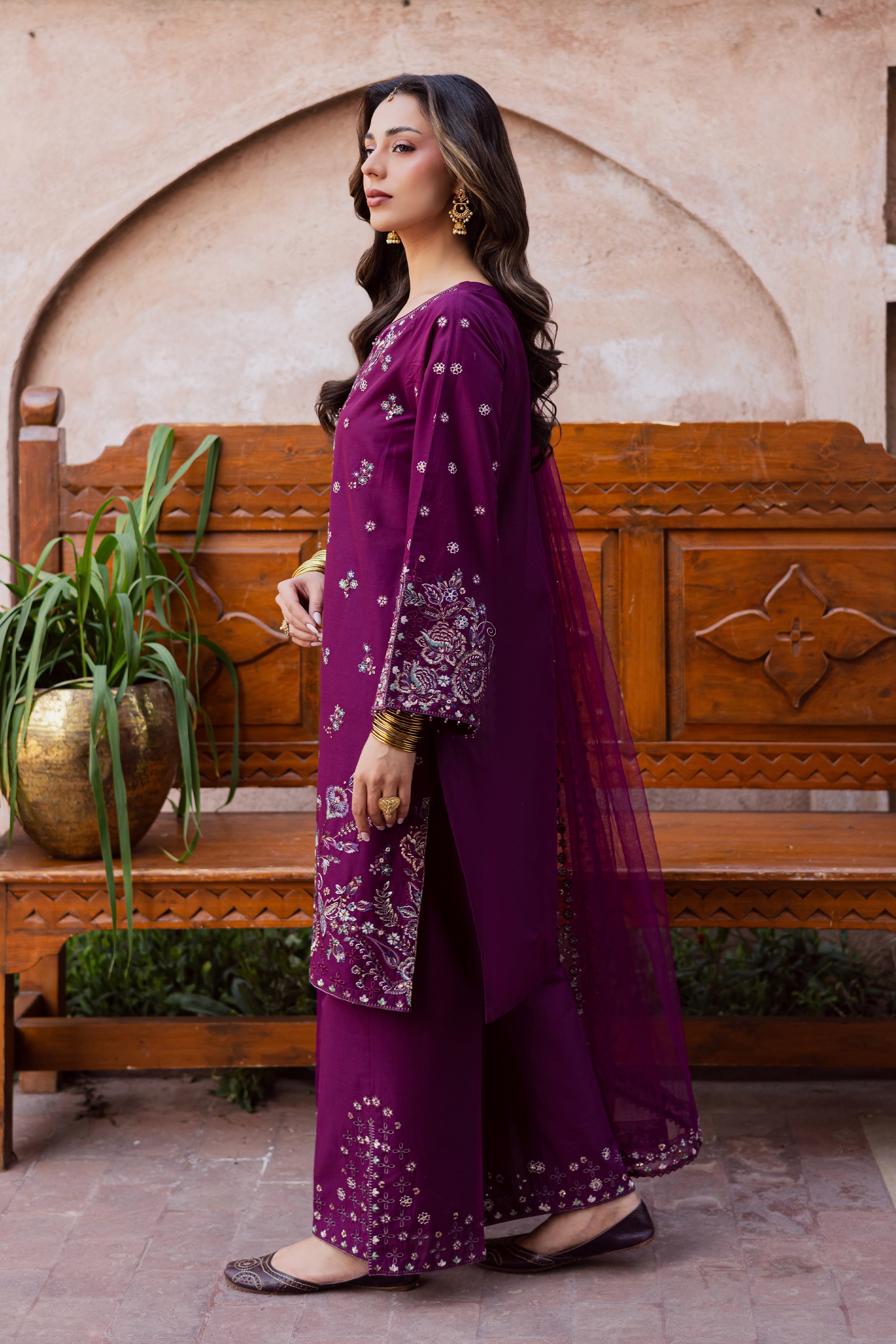 Balter 3Pc - Festive Embroidered Lawn BATIKEID2026 BATIK XS / Wine / Pima Lawn-S / Wine / Pima Lawn-M / Wine / Pima Lawn-L / Wine / Pima Lawn-XL / Wine / Pima Lawn
