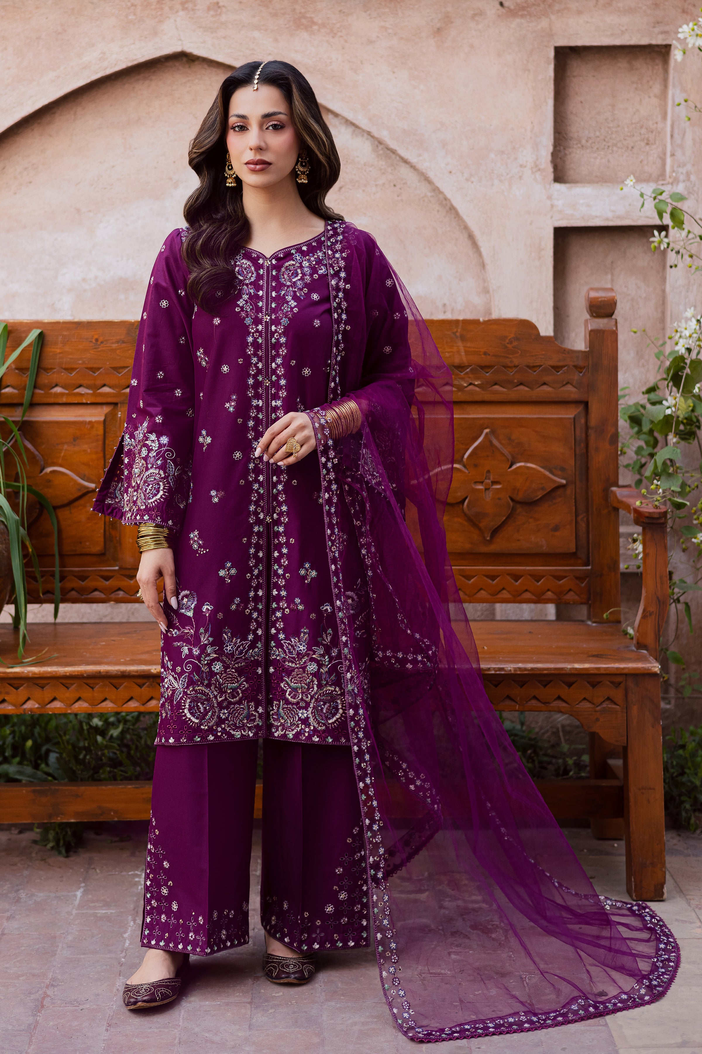 Balter 3Pc - Festive Embroidered Lawn BATIKEID2026 BATIK XS / Wine / Pima Lawn-S / Wine / Pima Lawn-M / Wine / Pima Lawn-L / Wine / Pima Lawn-XL / Wine / Pima Lawn