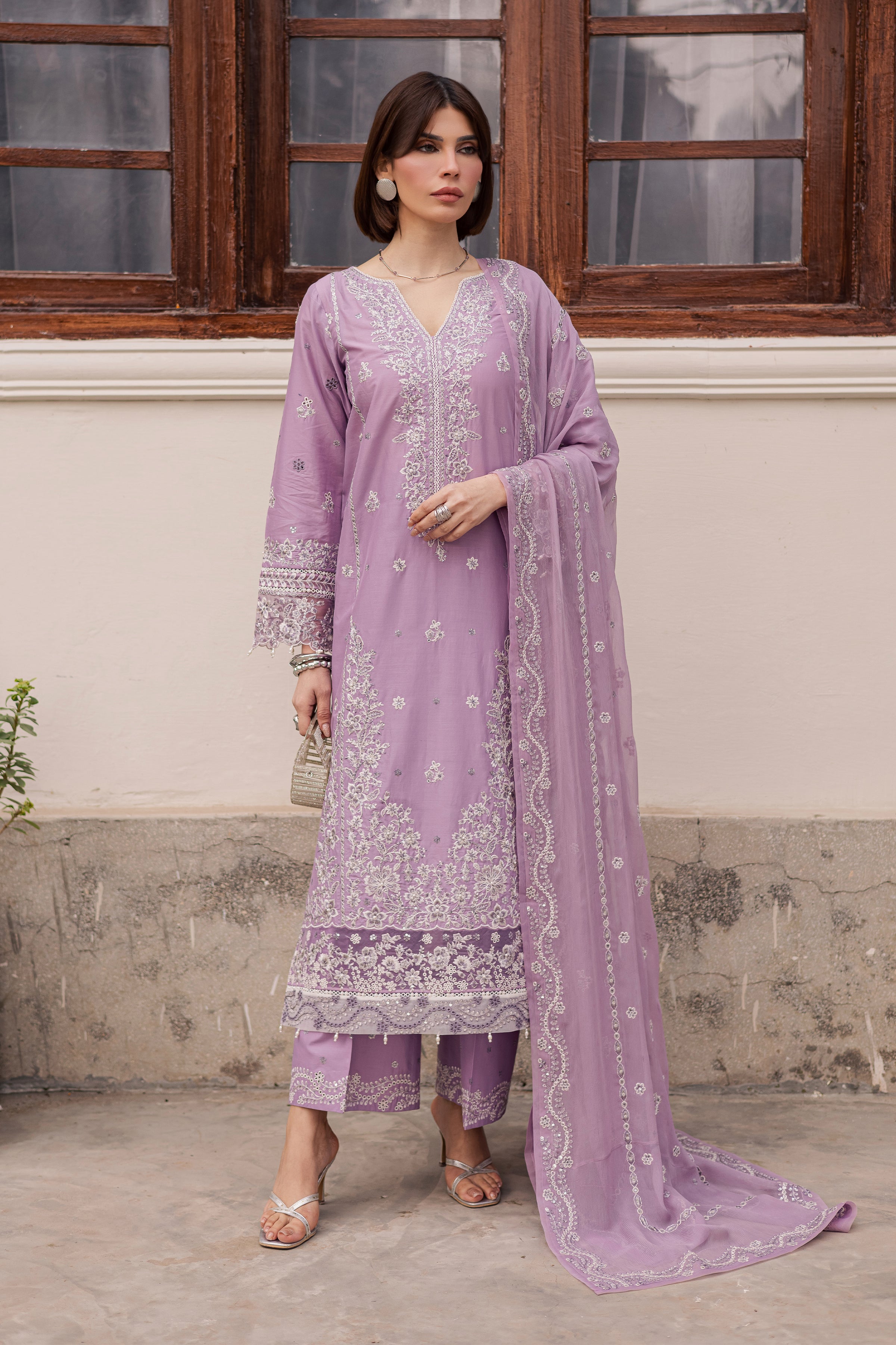 Banafsh 3Pc - Festive Embroidered Lawn BATIKEID2026 BATIK XS / Heather / Pima Lawn-S / Heather / Pima Lawn-M / Heather / Pima Lawn-L / Heather / Pima Lawn-XL / Heather / Pima Lawn