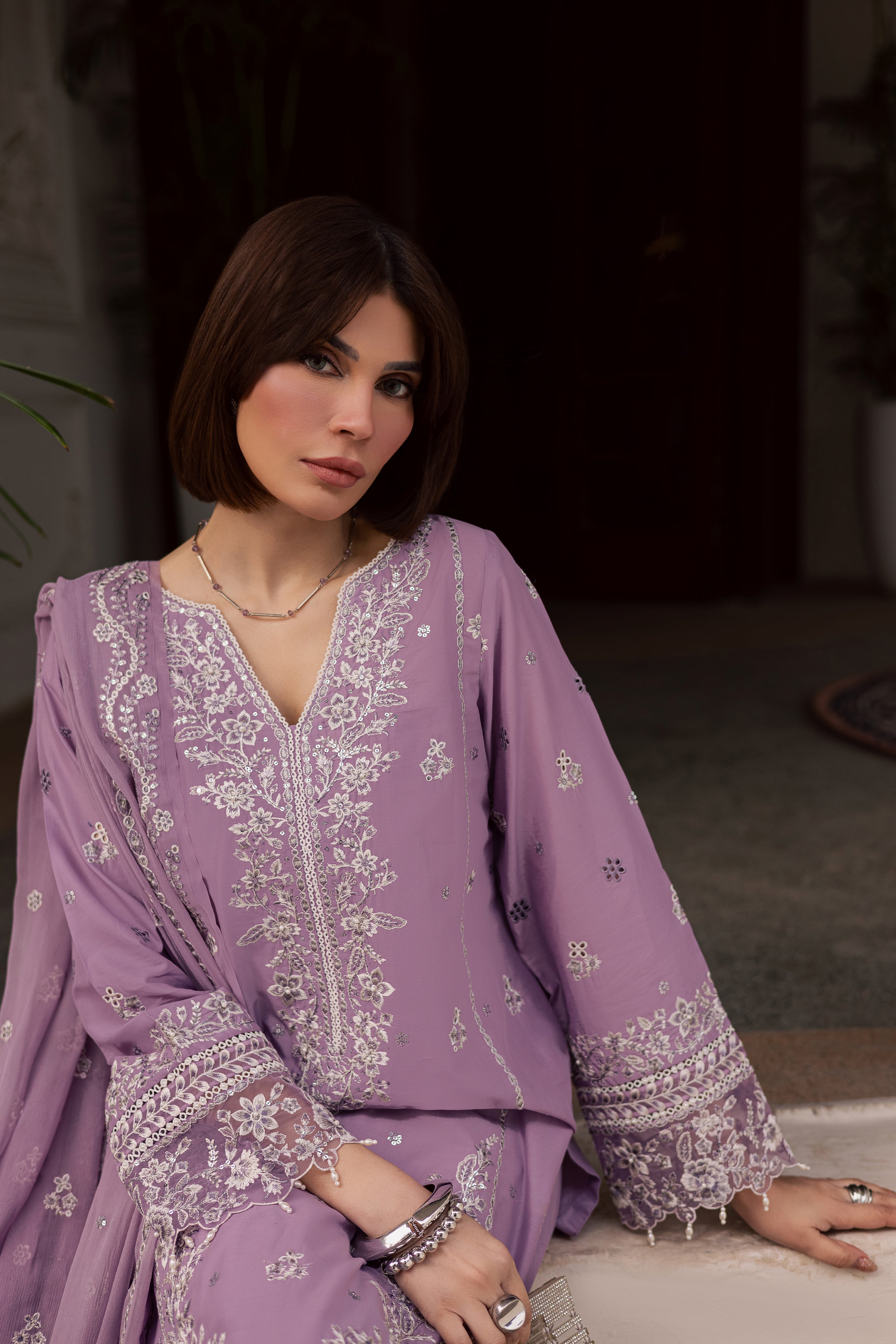 Banafsh 3Pc - Festive Embroidered Lawn BATIKEID2026 BATIK XS / Heather / Pima Lawn-S / Heather / Pima Lawn-M / Heather / Pima Lawn-L / Heather / Pima Lawn-XL / Heather / Pima Lawn