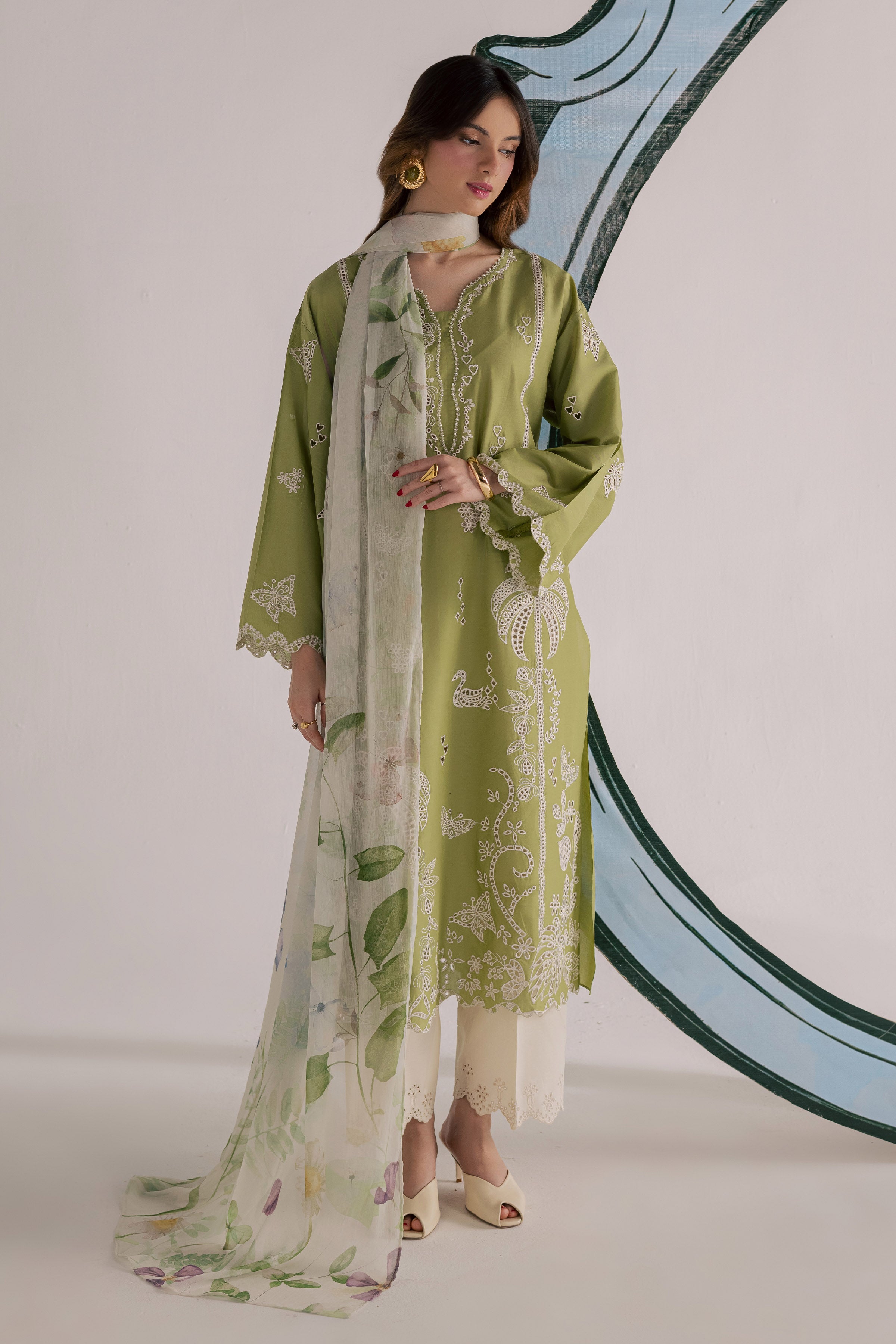 Bano Sakhi 3Pc - Embroidered Lawn Dress EverydayEdit26 BATIK XS / Green Yellow / Pima Lawn-S / Green Yellow / Pima Lawn-M / Green Yellow / Pima Lawn-L / Green Yellow / Pima Lawn-XL / Green Yellow / Pima Lawn
