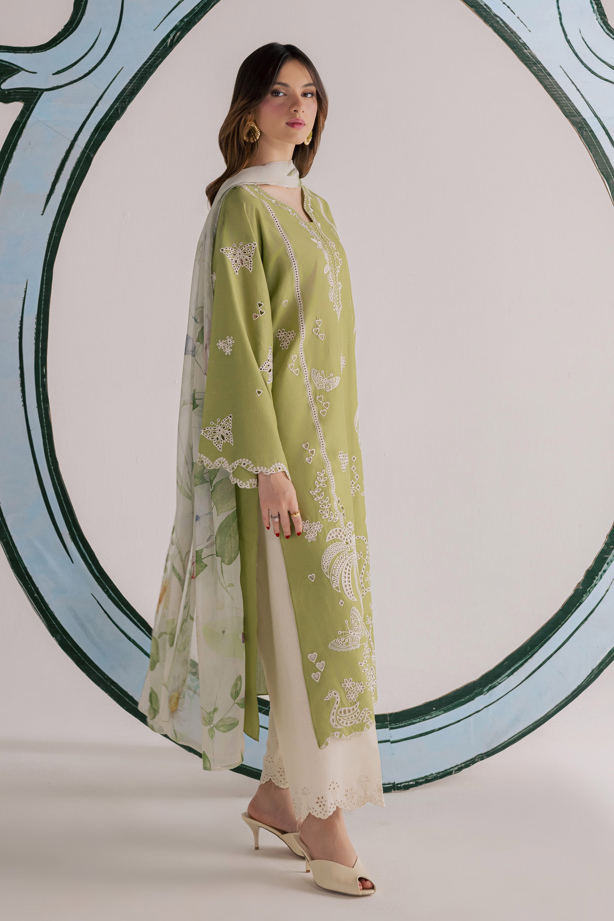 Bano Sakhi 3Pc - Embroidered Lawn Dress EverydayEdit26 BATIK XS / Green Yellow / Pima Lawn-S / Green Yellow / Pima Lawn-M / Green Yellow / Pima Lawn-L / Green Yellow / Pima Lawn-XL / Green Yellow / Pima Lawn