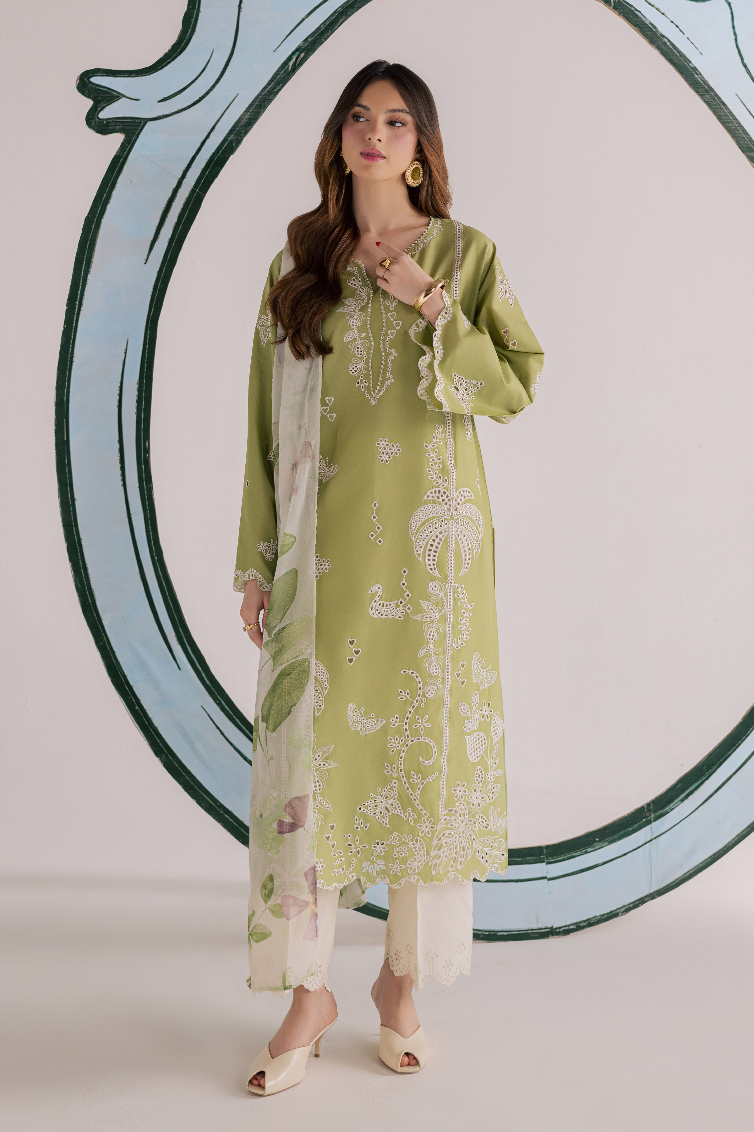 Bano Sakhi 3Pc - Embroidered Lawn Dress EverydayEdit26 BATIK XS / Green Yellow / Pima Lawn-S / Green Yellow / Pima Lawn-M / Green Yellow / Pima Lawn-L / Green Yellow / Pima Lawn-XL / Green Yellow / Pima Lawn