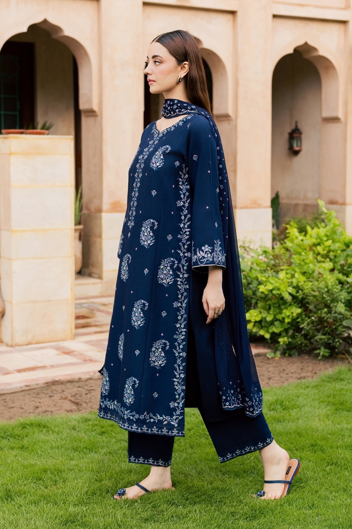 Becca 3Pc - Embroidered Khaddar Pret PRETKHADDAR2026 BATIK XS / Evening Blue / Khaddar