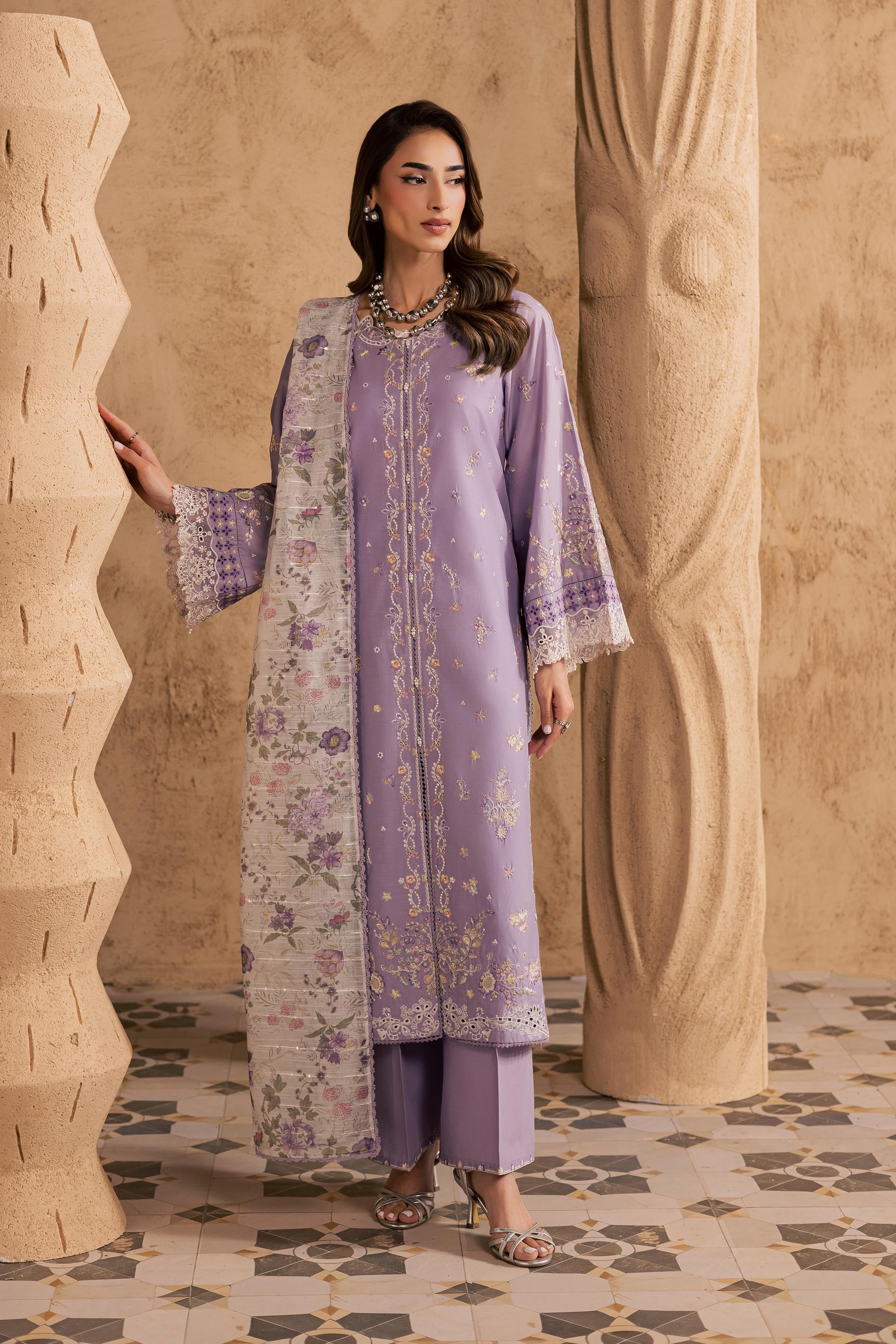 Belfast 3Pc - Embroidered Festive Pret BATIKSS26 BATIK XS / Lilac / Pima Lawn-S / Lilac / Pima Lawn-M / Lilac / Pima Lawn-L / Lilac / Pima Lawn-XL / Lilac / Pima Lawn