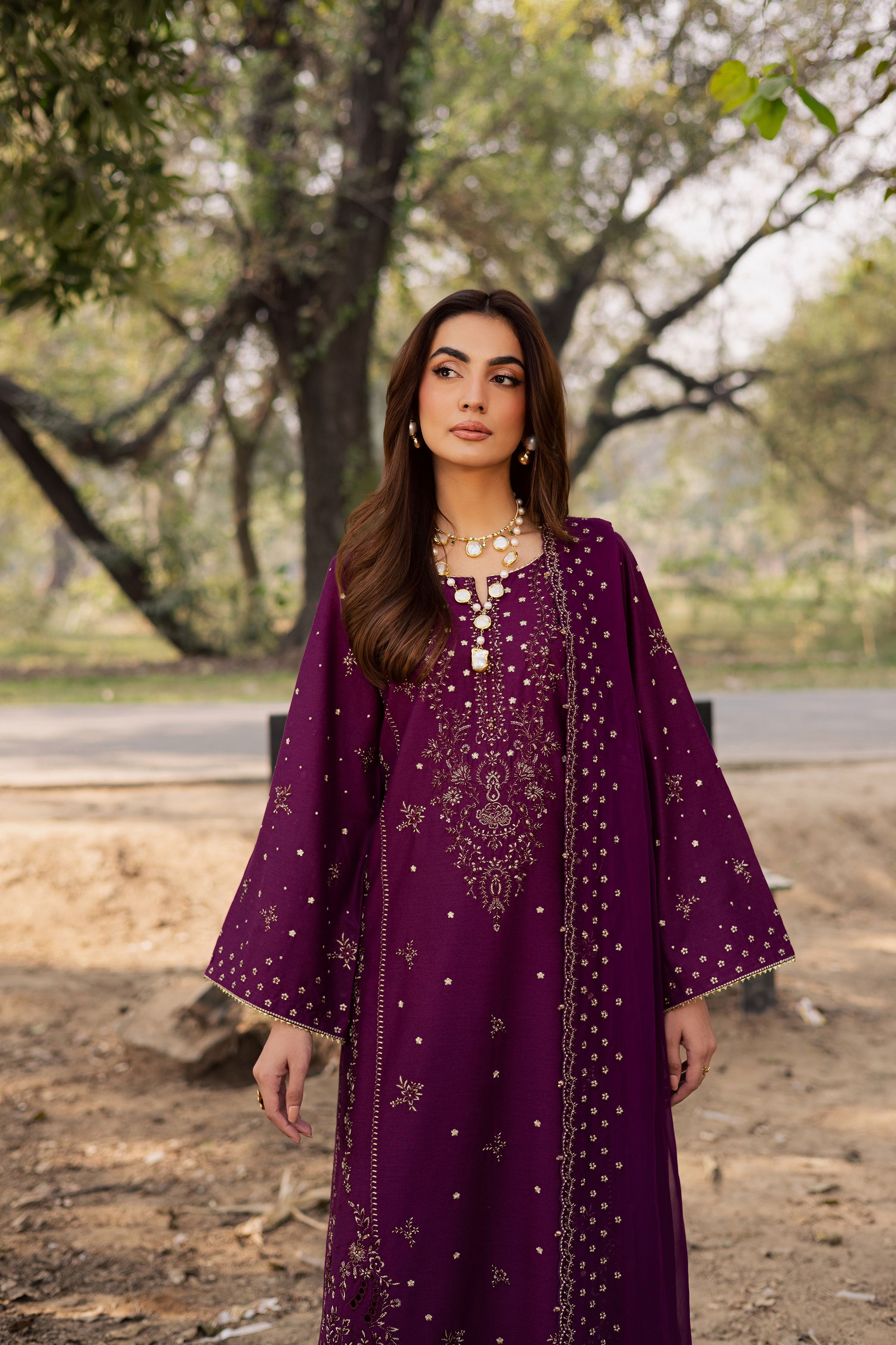 Berlin 3Pc - Embroidered Khaddar Dress BATIK WINTER PRET 2025 BATIK XS / Purple / Khaddar-S / Purple / Khaddar-M / Purple / Khaddar-L / Purple / Khaddar-XL / Purple / Khaddar