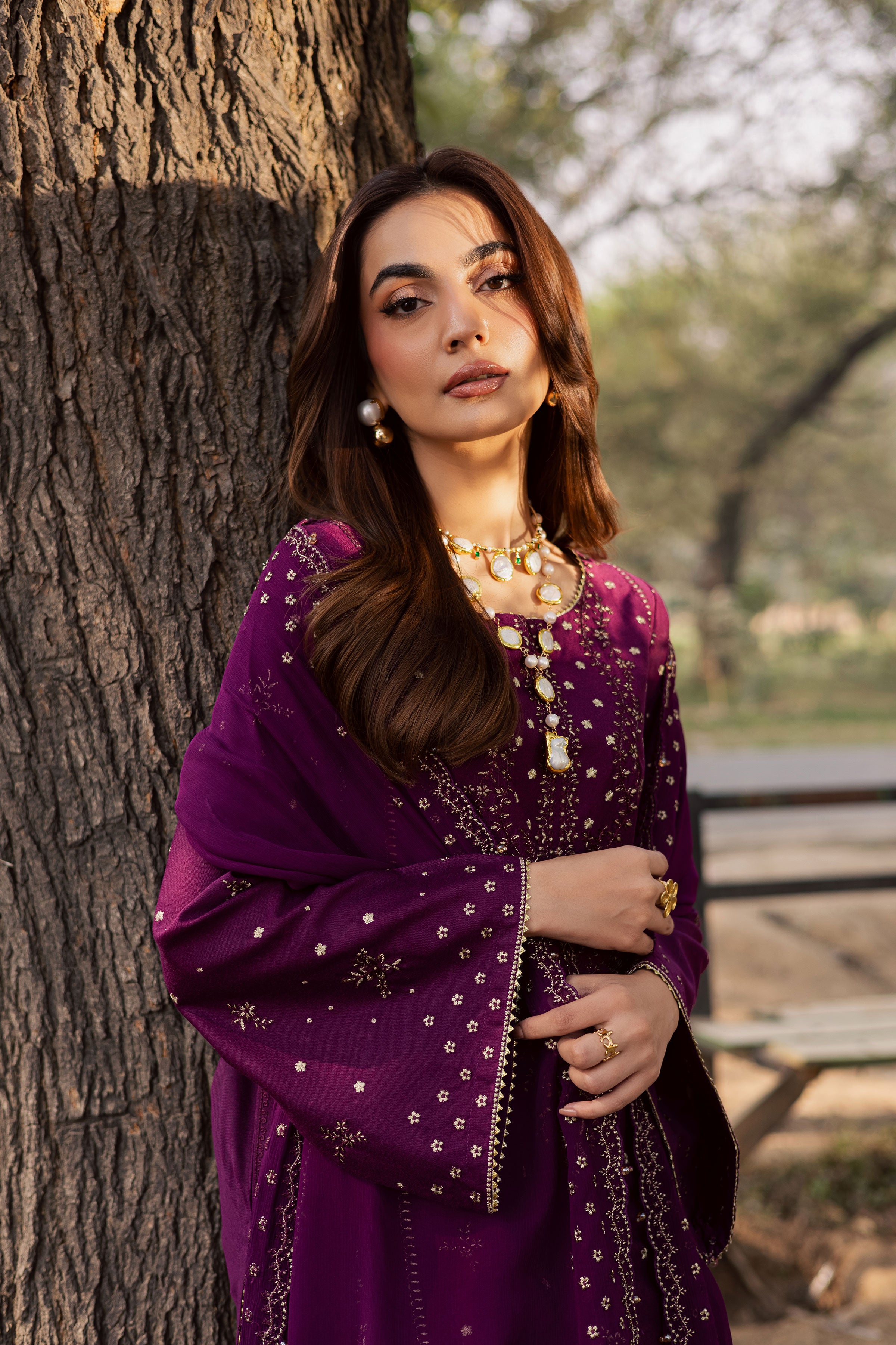 Berlin 3Pc - Embroidered Khaddar Dress BATIK WINTER PRET 2025 BATIK XS / Purple / Khaddar-S / Purple / Khaddar-M / Purple / Khaddar-L / Purple / Khaddar-XL / Purple / Khaddar