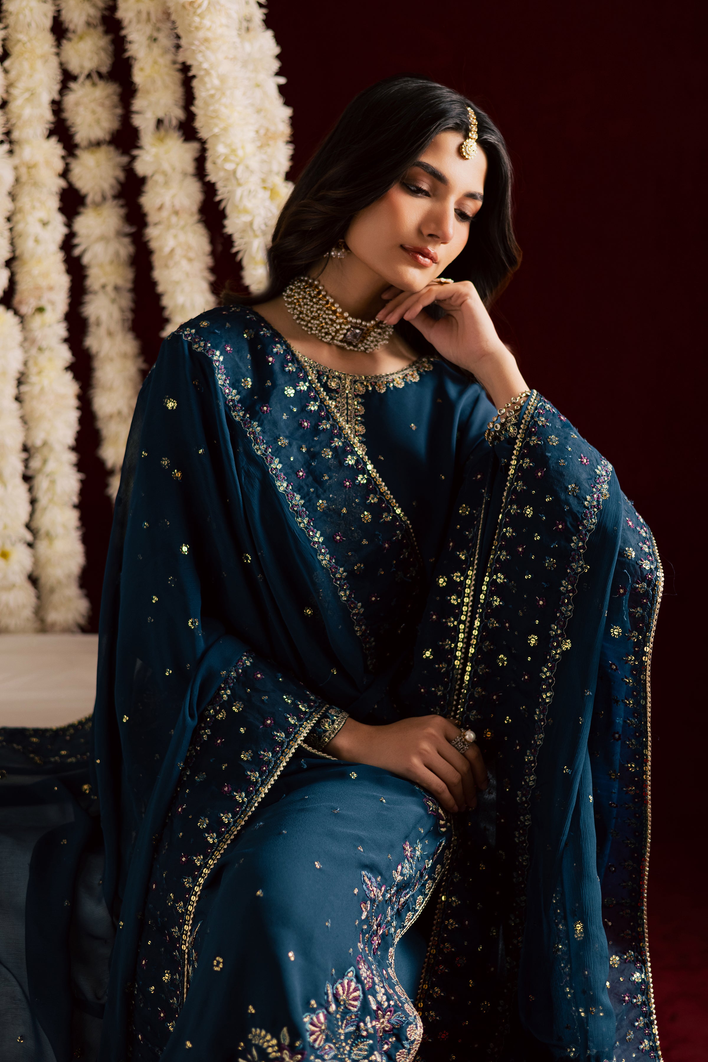 Bexley 3Pc - Wedding Formal Dress BATIKSTUDIO2025 BATIK S / Prussian / Georgette-M / Prussian / Georgette-L / Prussian / Georgette