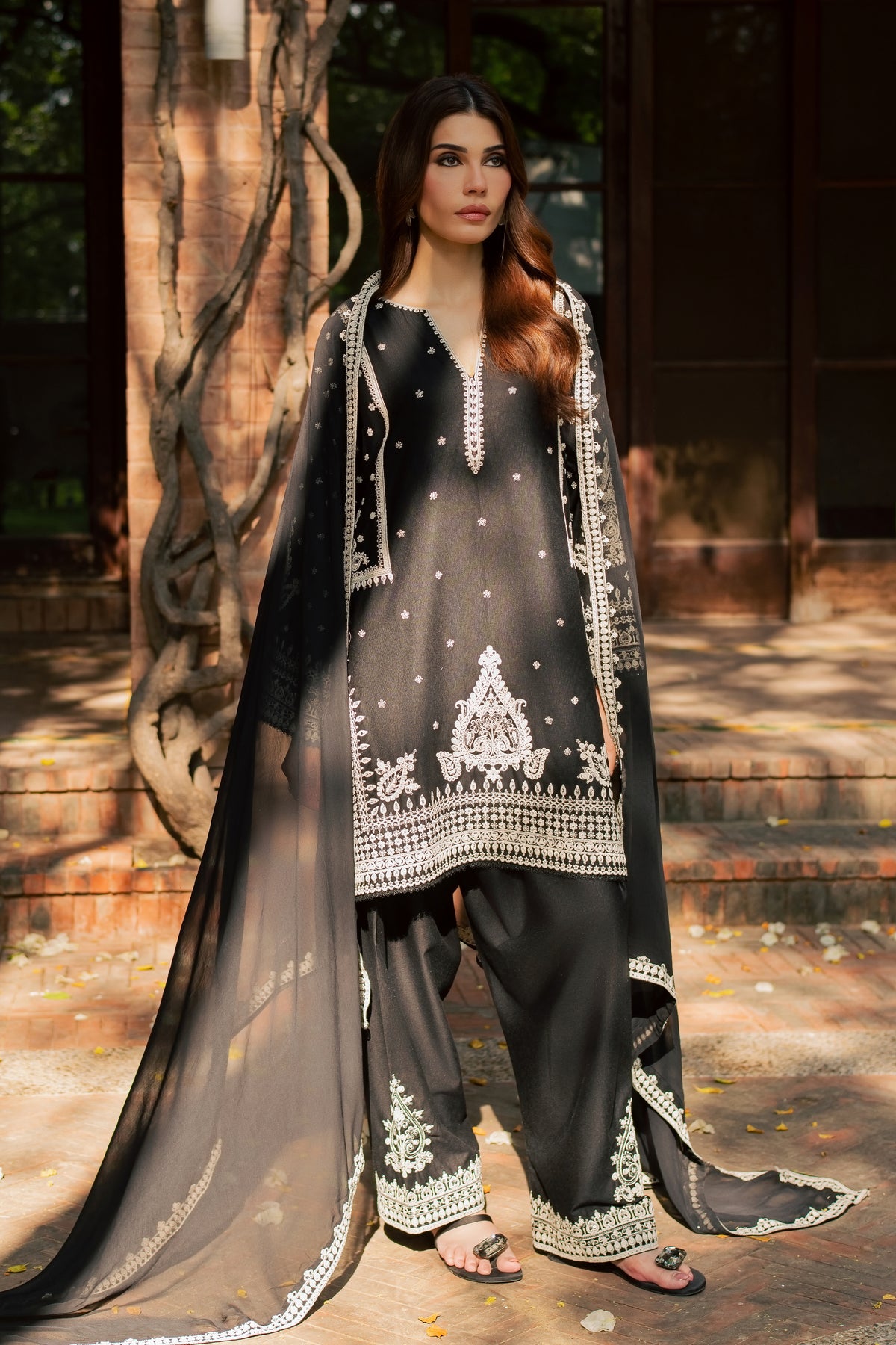 Black Arwa 3Pc - Embroidered Karandi Pret PRETKARANDI2026 BATIK XS / Black / Karandi