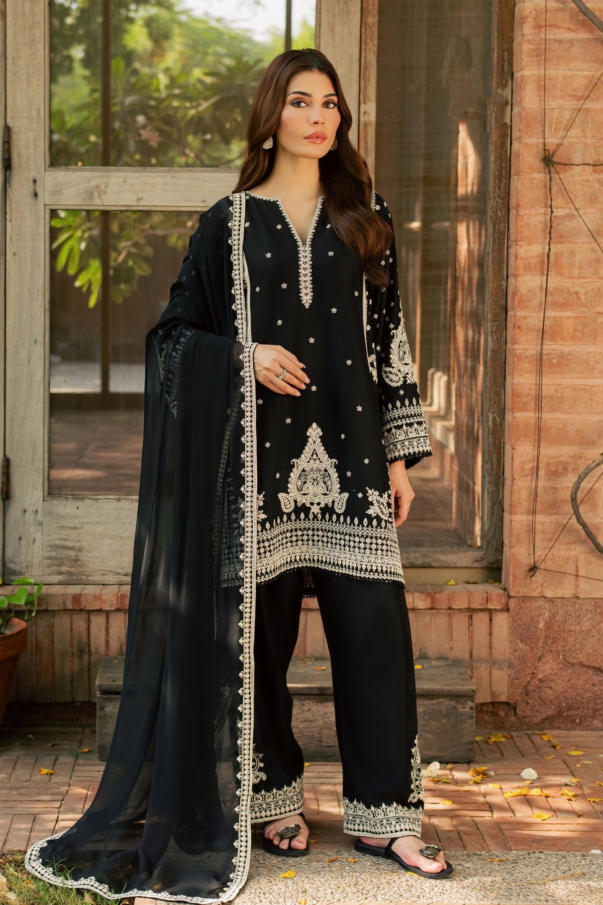Black Arwa 3Pc - Embroidered Karandi Pret PRETKARANDI2026 BATIK XS / Black / Karandi