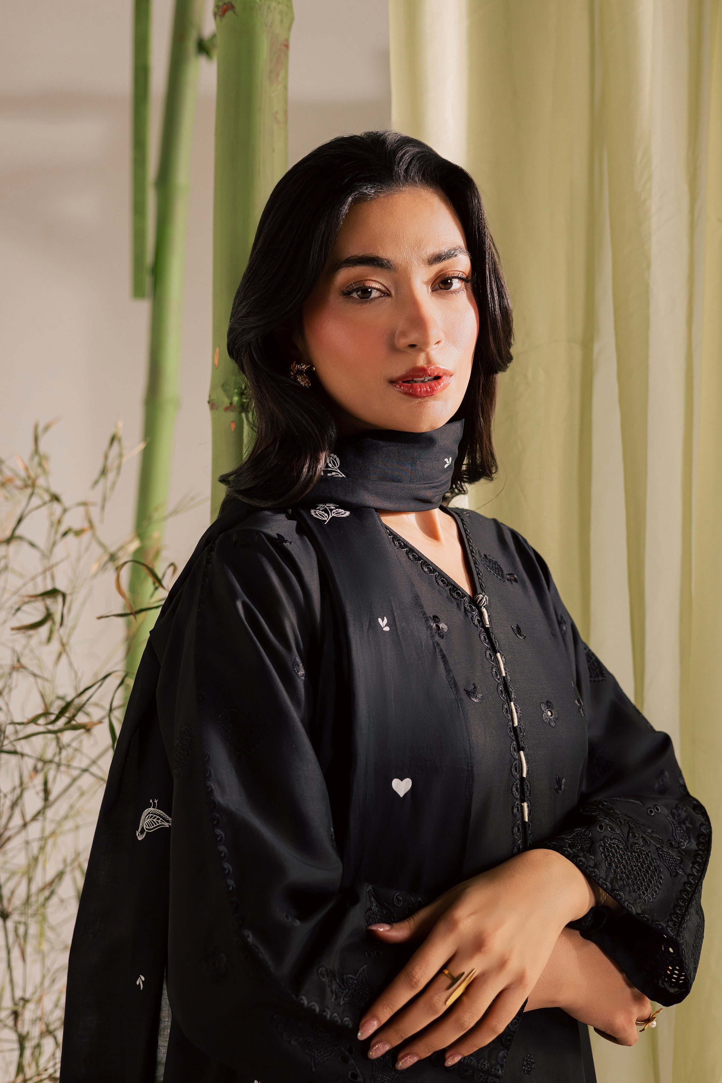 Black Bird 2Pc - Embroidered Lawn Dress EverydayEdit26 BATIK XS / Black / Pima Lawn-S / Black / Pima Lawn-M / Black / Pima Lawn-L / Black / Pima Lawn-XL / Black / Pima Lawn