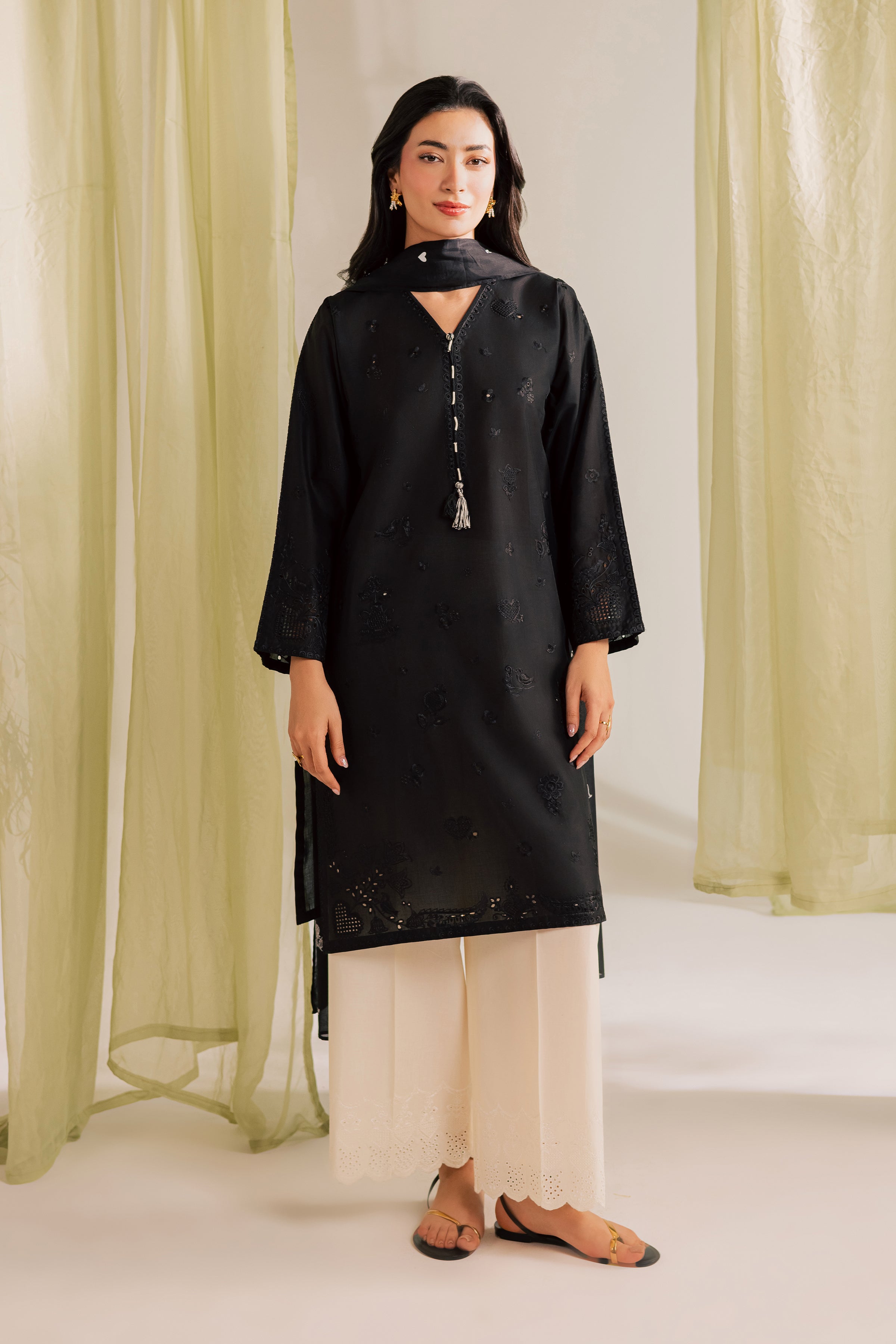 Black Bird 2Pc - Embroidered Lawn Dress EverydayEdit26 BATIK XS / Black / Pima Lawn-S / Black / Pima Lawn-M / Black / Pima Lawn-L / Black / Pima Lawn-XL / Black / Pima Lawn