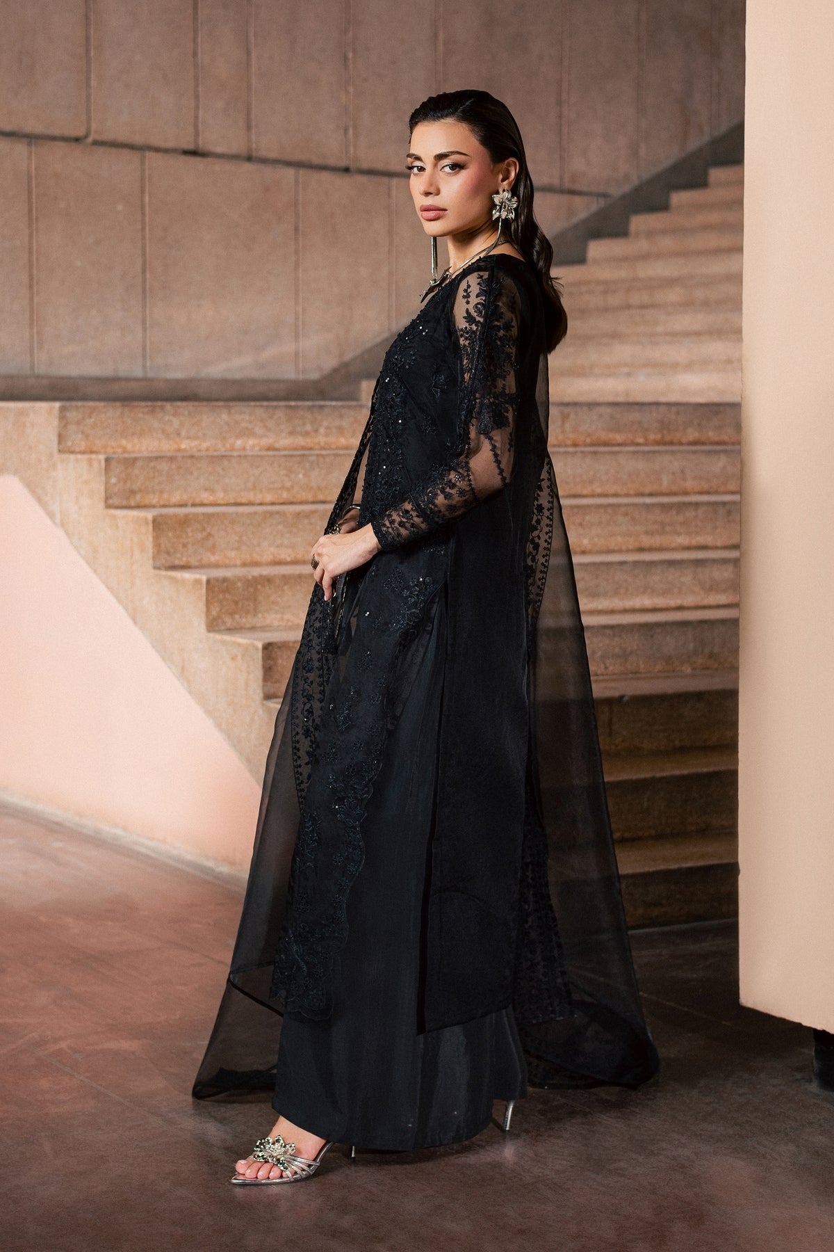 Black Black 3Pc - Festive Luxe Pret BATIKLUXESEP26 BATIK XS / Black / Organza