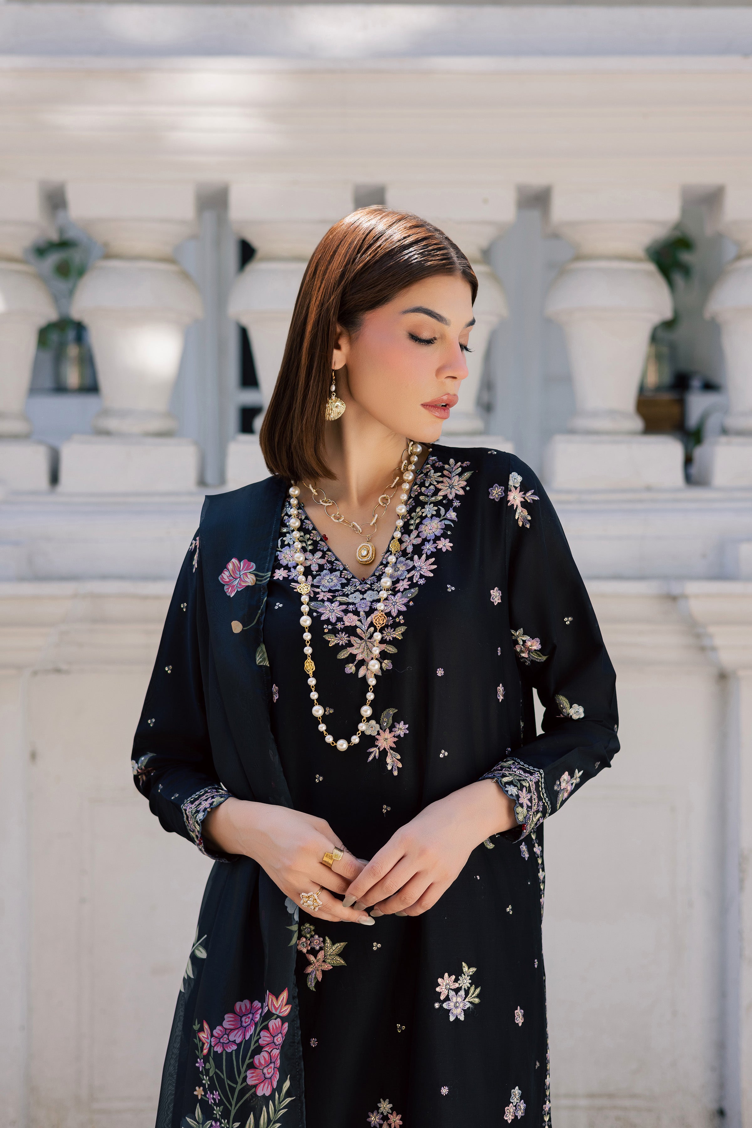 Black Heer 3Pc - Festive Embroidered Lawn BATIKSS26 BATIK XS / Black / Pima Lawn-S / Black / Pima Lawn-M / Black / Pima Lawn-L / Black / Pima Lawn-XL / Black / Pima Lawn