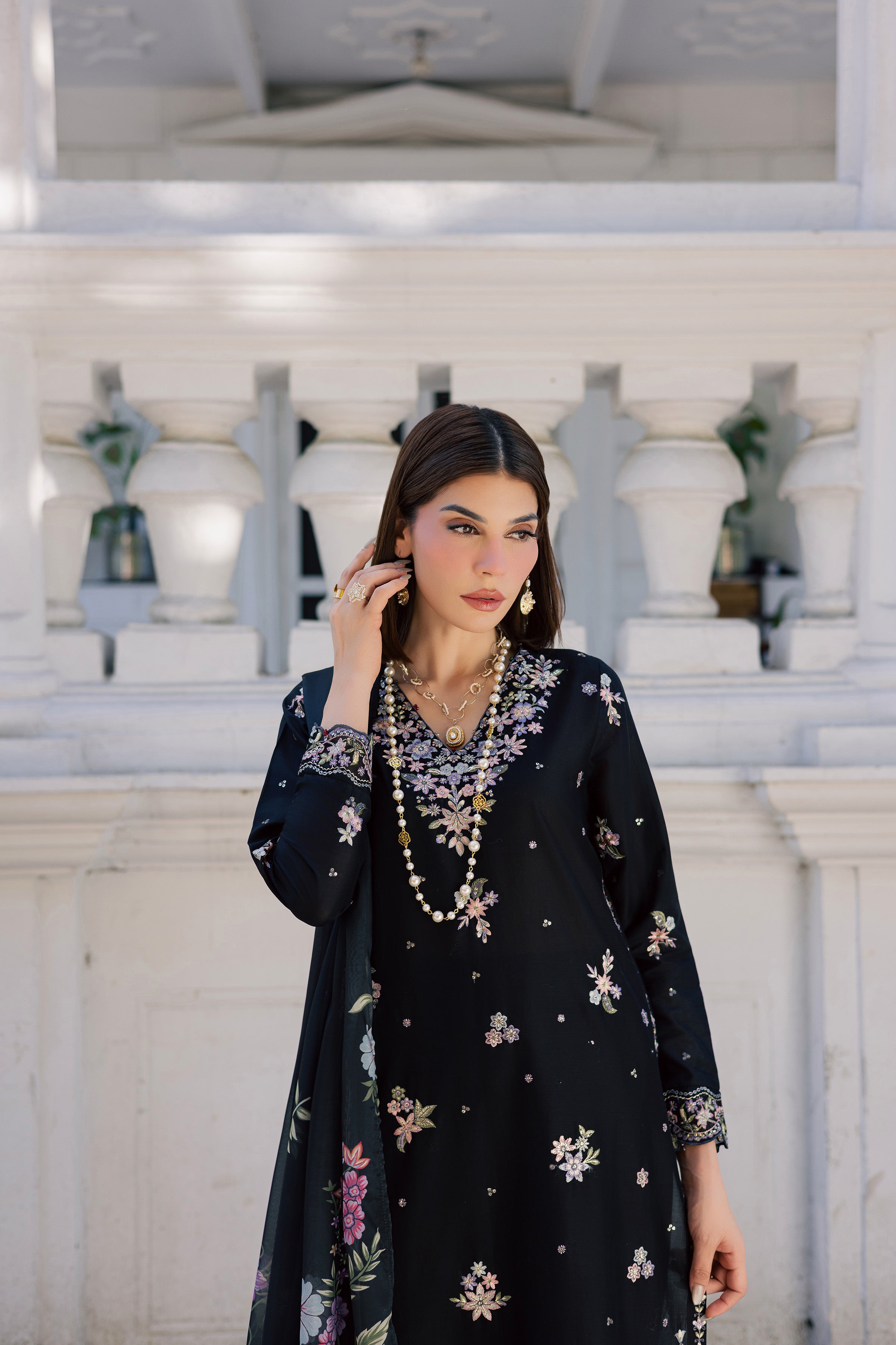Black Heer 3Pc - Festive Embroidered Lawn BATIKSS26 BATIK XS / Black / Pima Lawn-S / Black / Pima Lawn-M / Black / Pima Lawn-L / Black / Pima Lawn-XL / Black / Pima Lawn