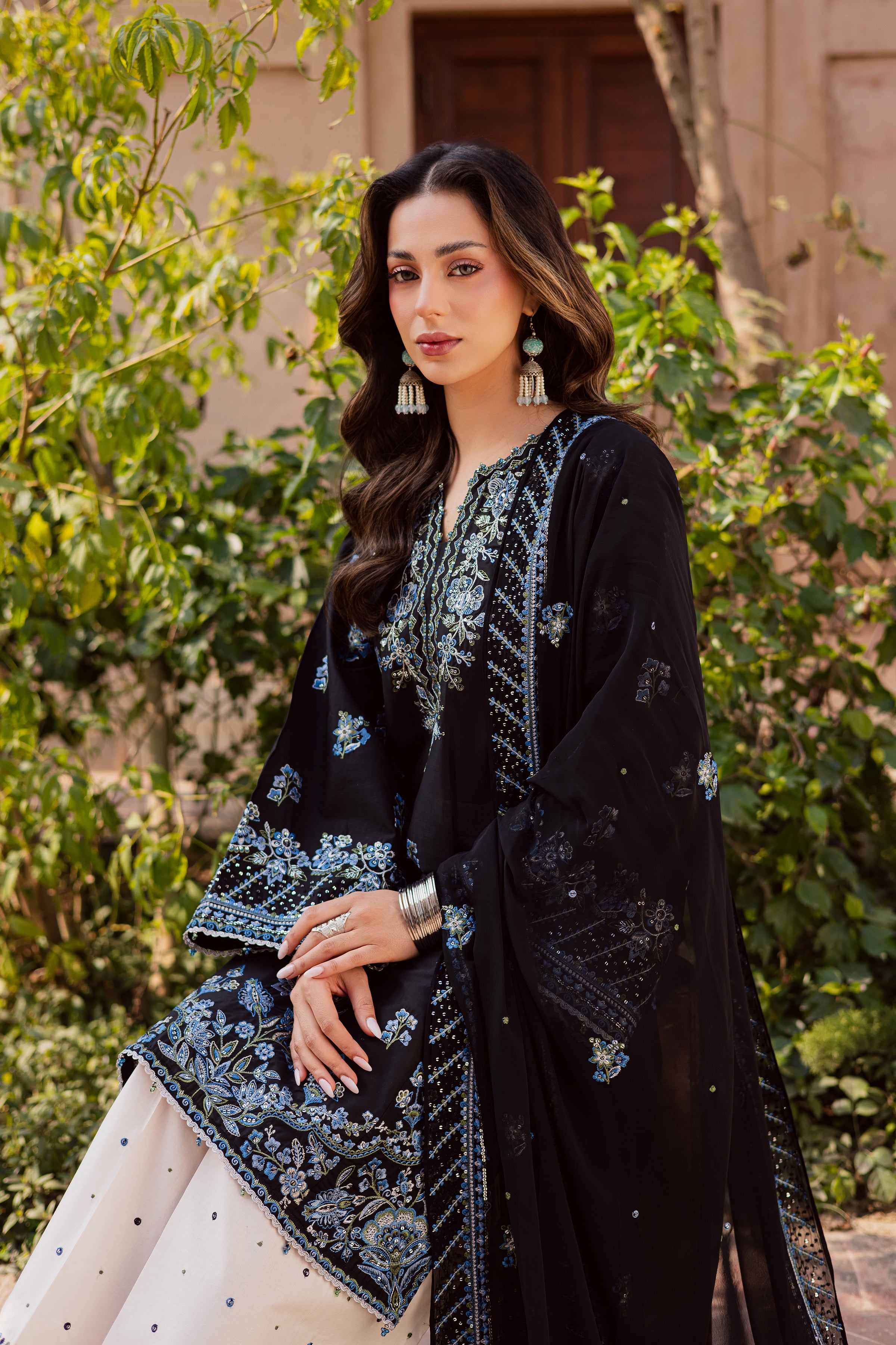 Black Iris 3Pc - Festive Embroidered Lawn BATIKEID2026 BATIK XS / Black / Pima Lawn-S / Black / Pima Lawn-M / Black / Pima Lawn-L / Black / Pima Lawn-XL / Black / Pima Lawn