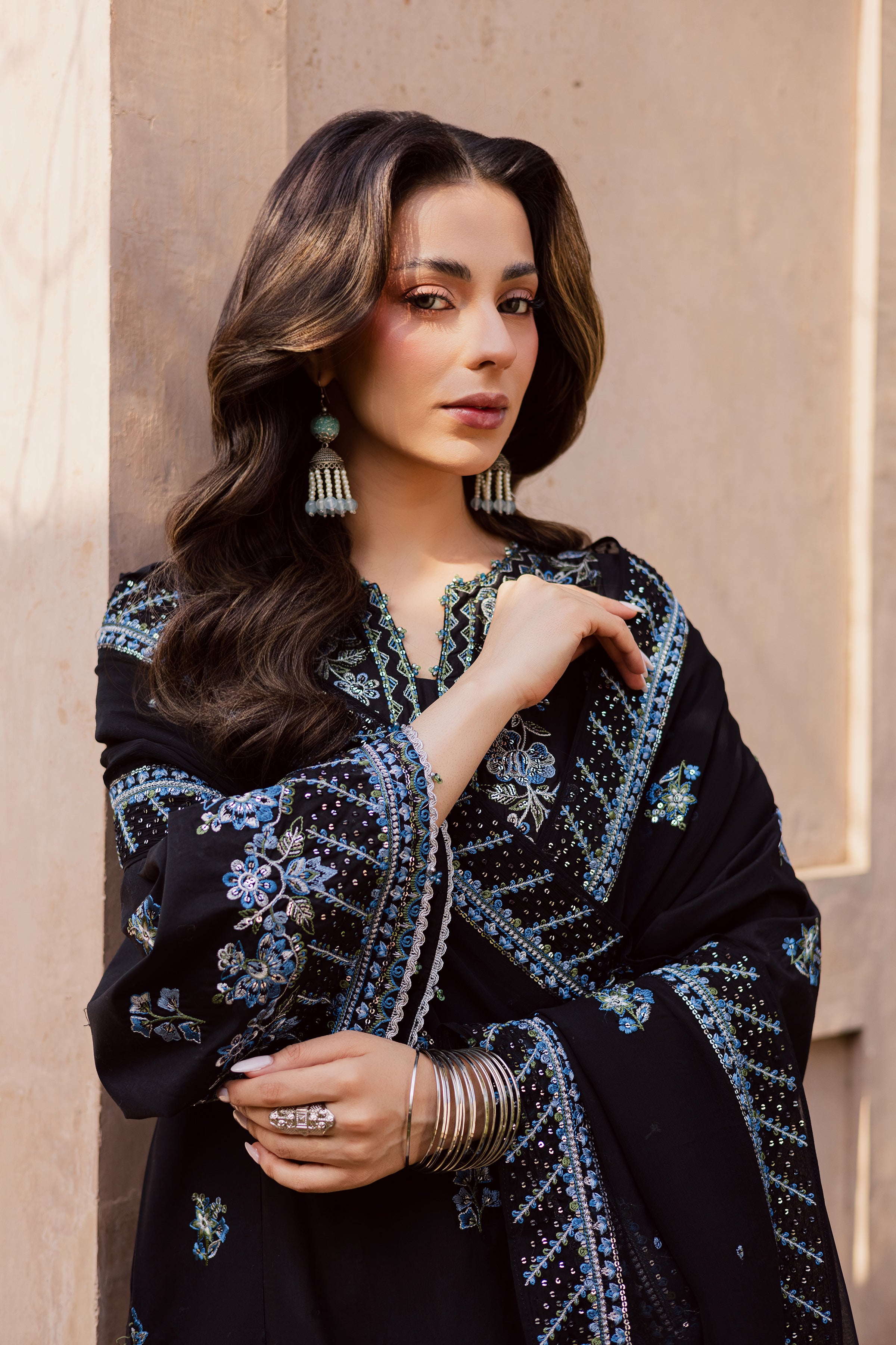 Black Iris 3Pc - Festive Embroidered Lawn BATIKEID2026 BATIK XS / Black / Pima Lawn-S / Black / Pima Lawn-M / Black / Pima Lawn-L / Black / Pima Lawn-XL / Black / Pima Lawn