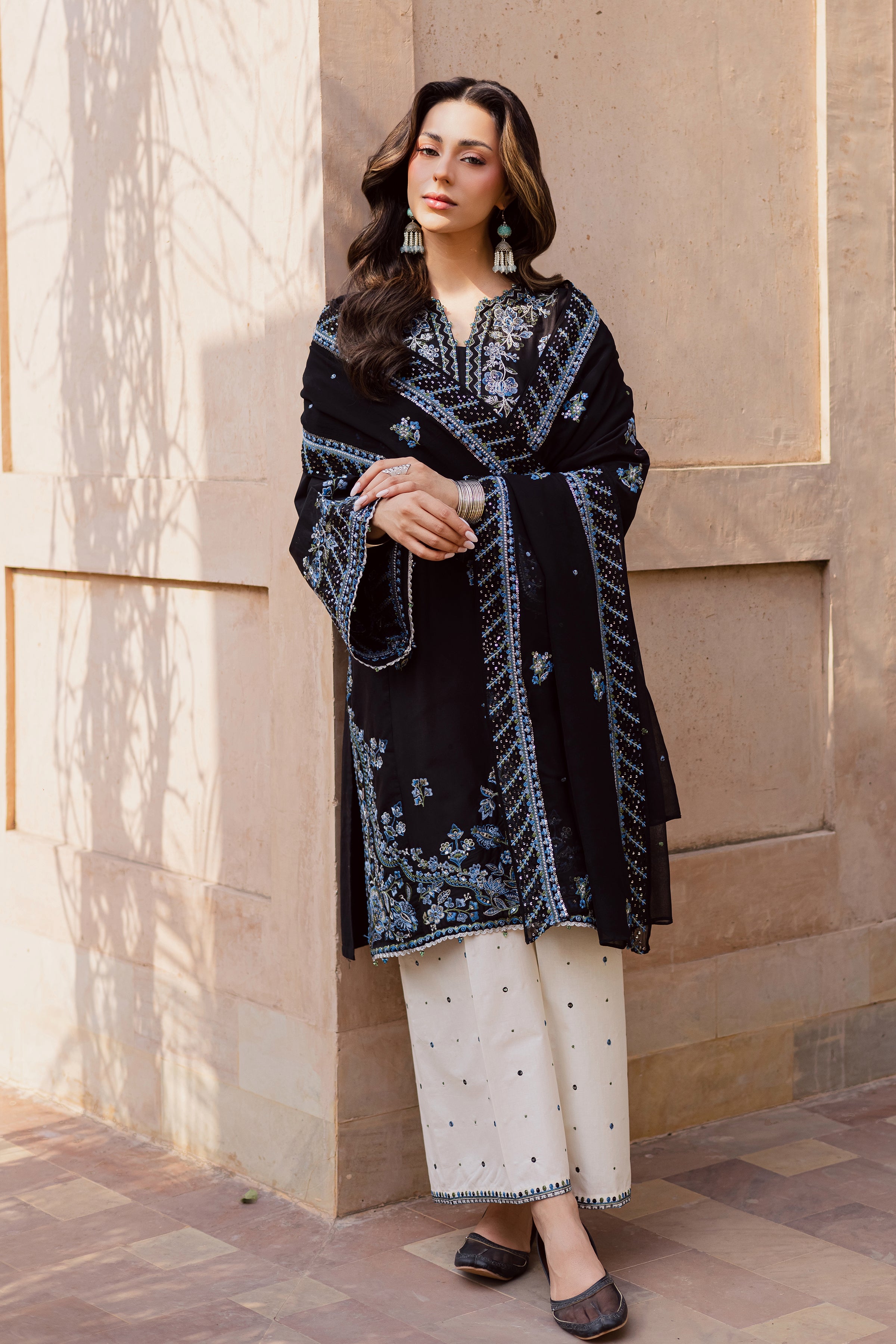Black Iris 3Pc - Festive Embroidered Lawn BATIKEID2026 BATIK XS / Black / Pima Lawn-S / Black / Pima Lawn-M / Black / Pima Lawn-L / Black / Pima Lawn-XL / Black / Pima Lawn