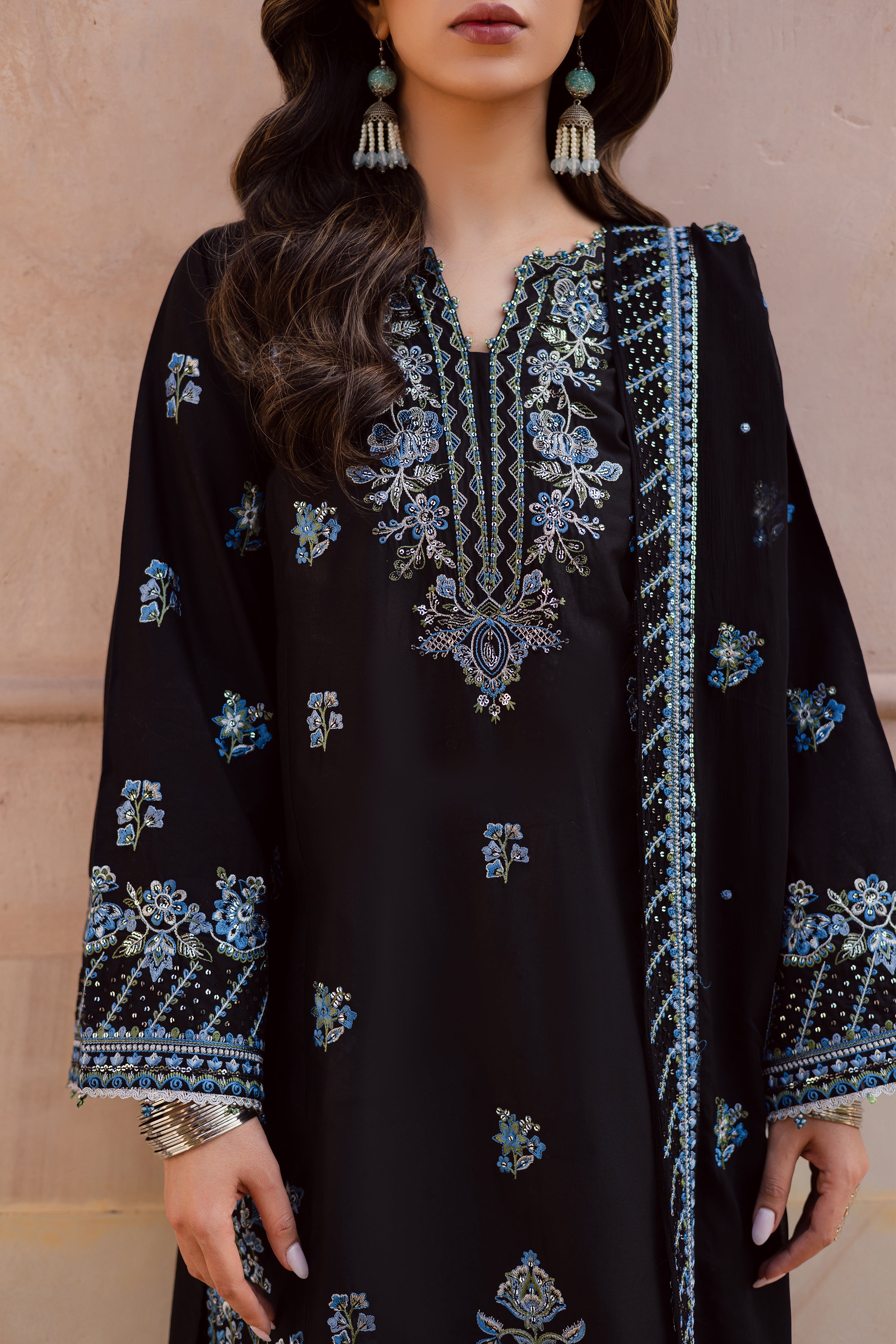Black Iris 3Pc - Festive Embroidered Lawn BATIKEID2026 BATIK XS / Black / Pima Lawn-S / Black / Pima Lawn-M / Black / Pima Lawn-L / Black / Pima Lawn-XL / Black / Pima Lawn